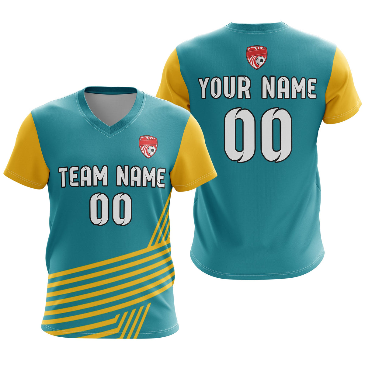 Custom V-Neck Side Pattern D4 Rapid Line Soccer Sport Tops Jersey