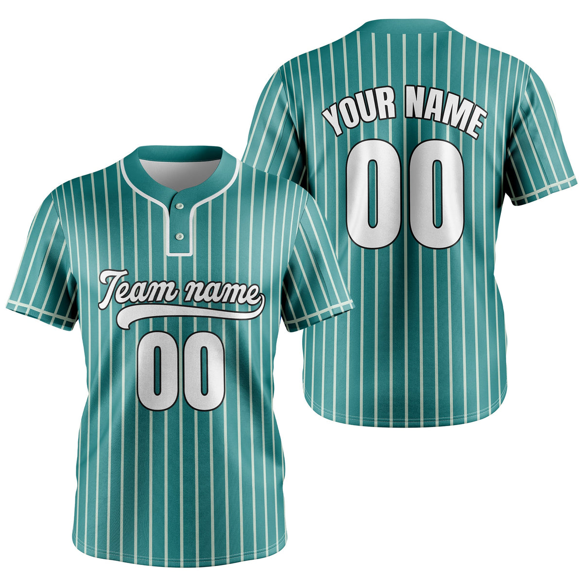 Custom Pinstripe Baseball Aqua Sports Jersey Personalized Uniform with Name & Number