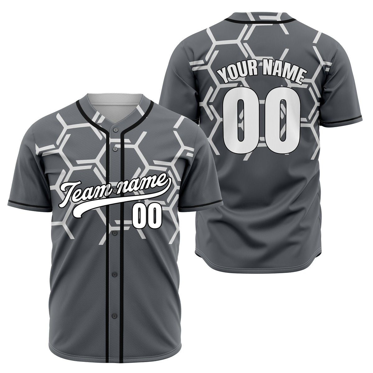 Custom Sting Force Dark Grey Baseball Sports Jersey Personalized Uniform with Name &amp; Number