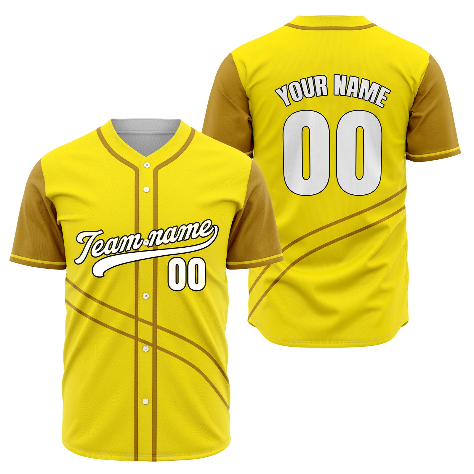Custom Swift Yellow Raglan Style Baseball Sports Jersey Personalized Uniform with Name & Number
