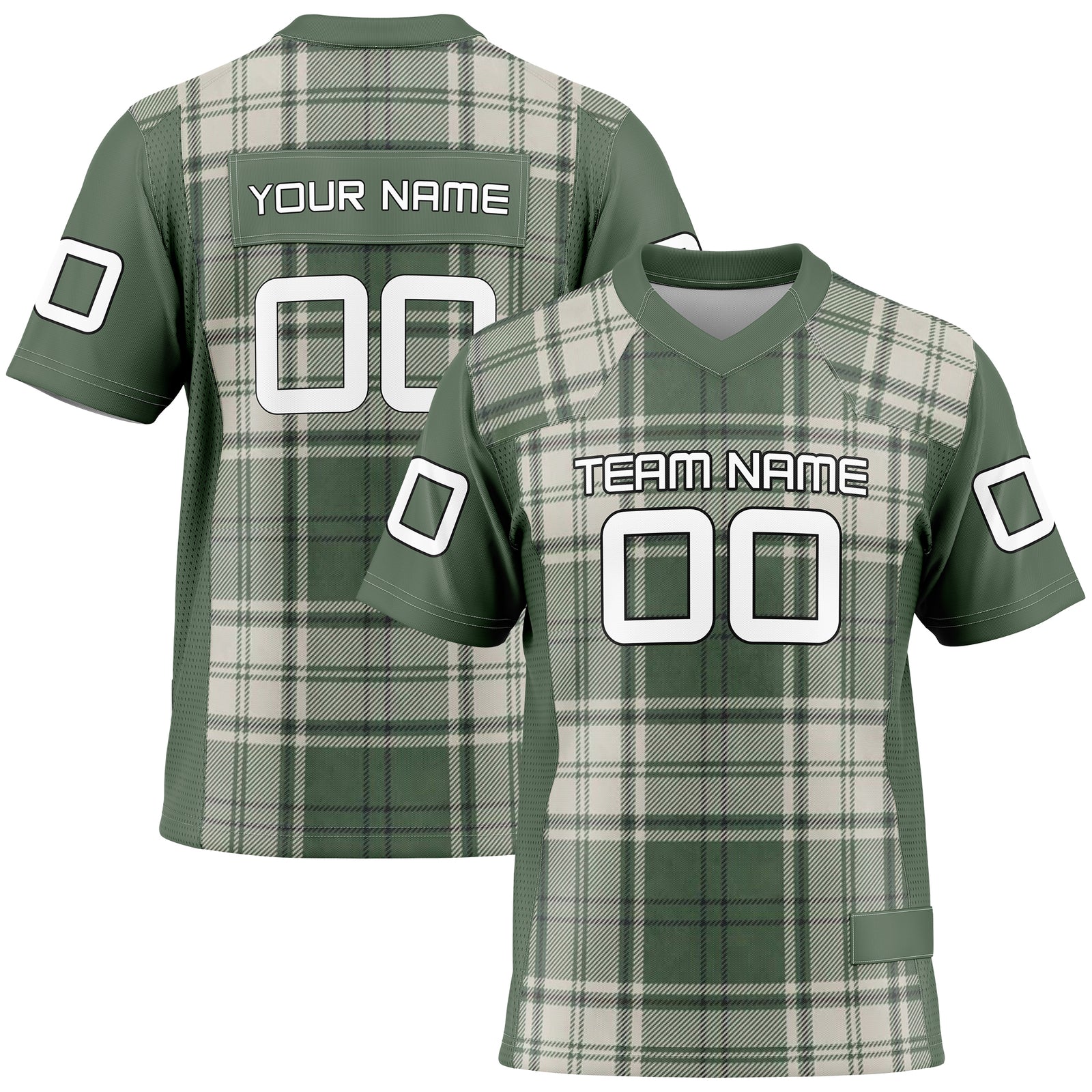 Custom Elite Green Plaid Pattern Mesh Authentic Football Jersey