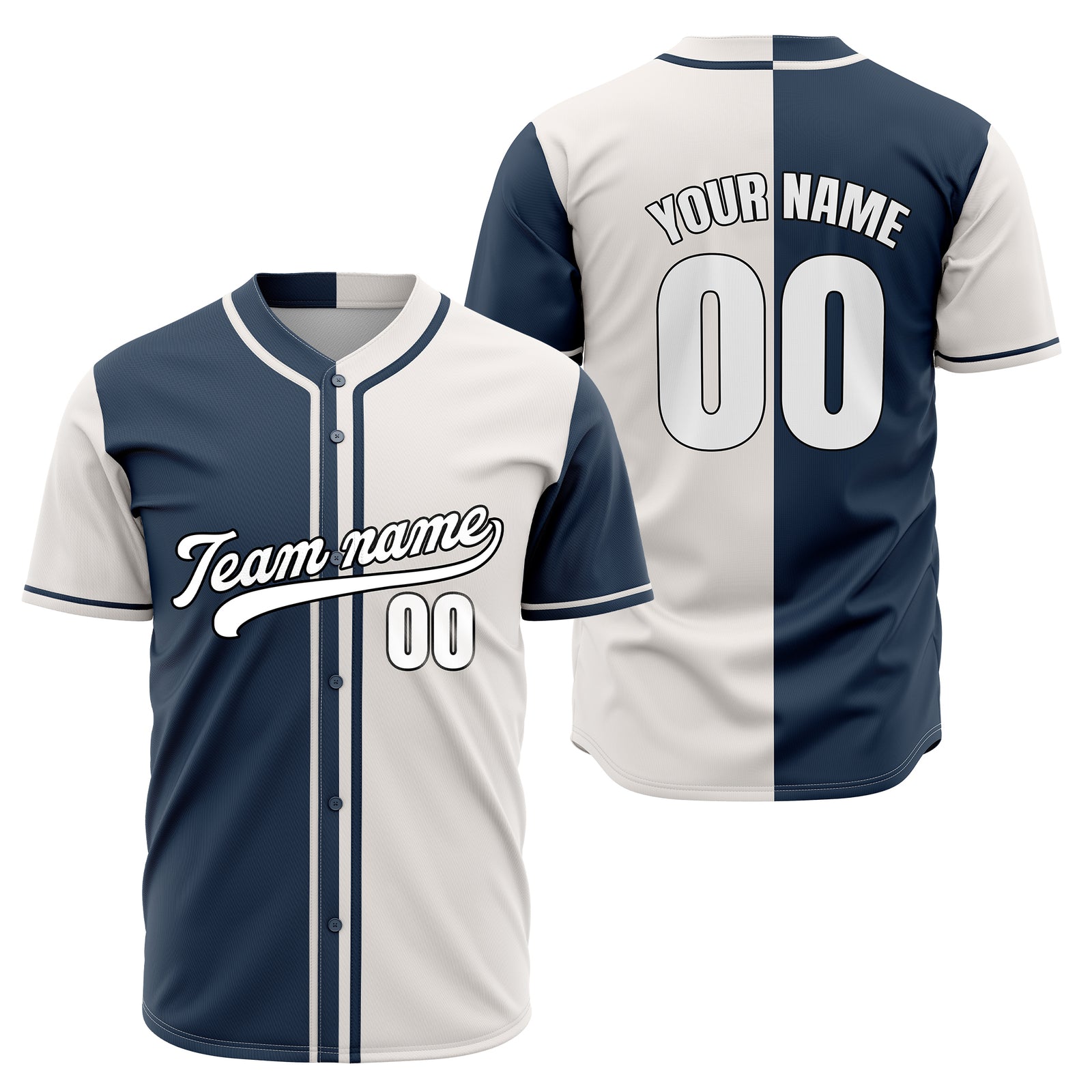 Custom Split Baseball Navy Sports Jersey Personalized Uniform with Name & Number