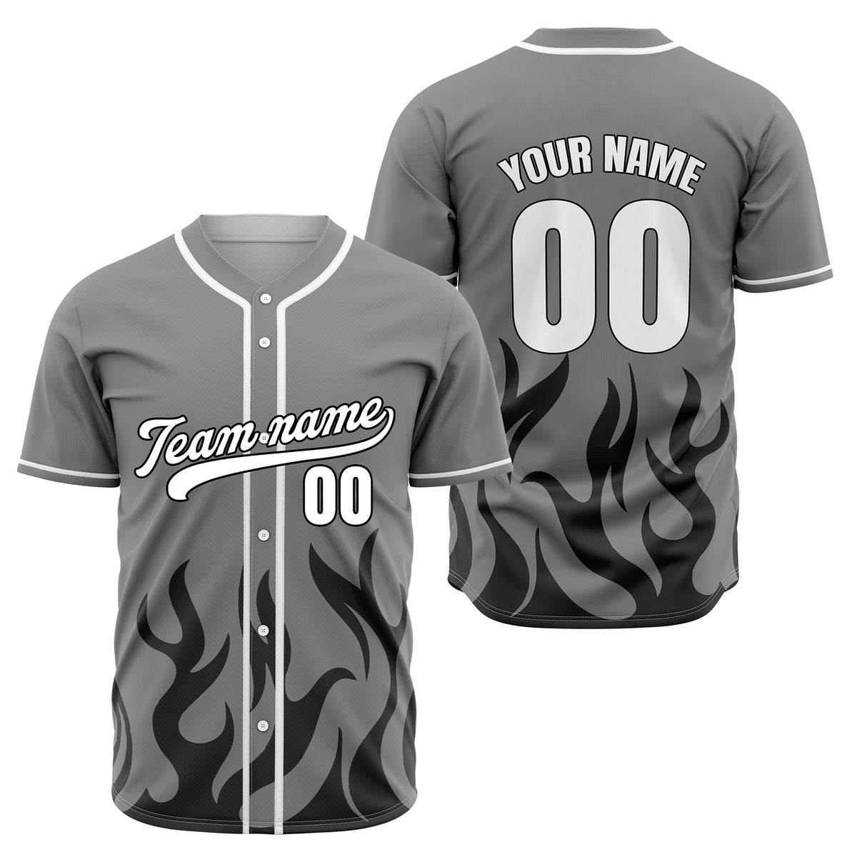 Custom Burnout Grey Baseball Sports Jersey Personalized Uniform with Name &amp; Number