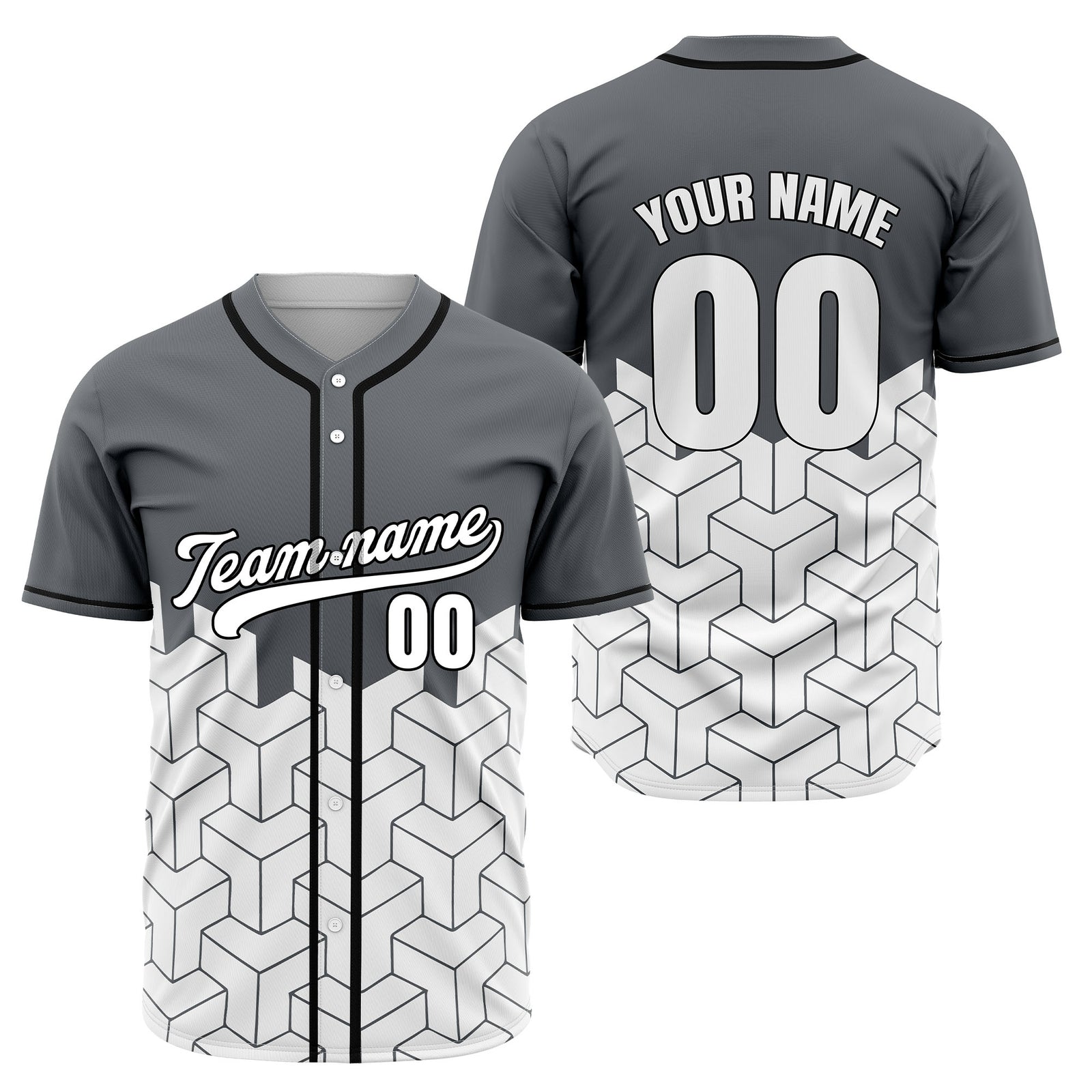 Custom Grid Iron Dark Grey Baseball Sports Jersey Personalized Uniform with Name & Number