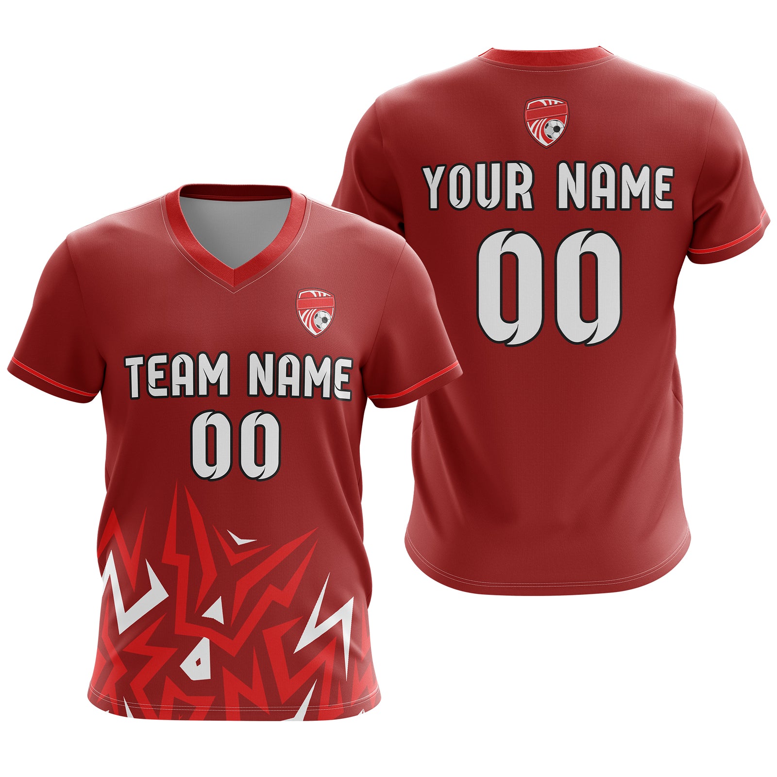 Custom Spark Strike V-Side Pattern Red Soccer sport Tops Jersey