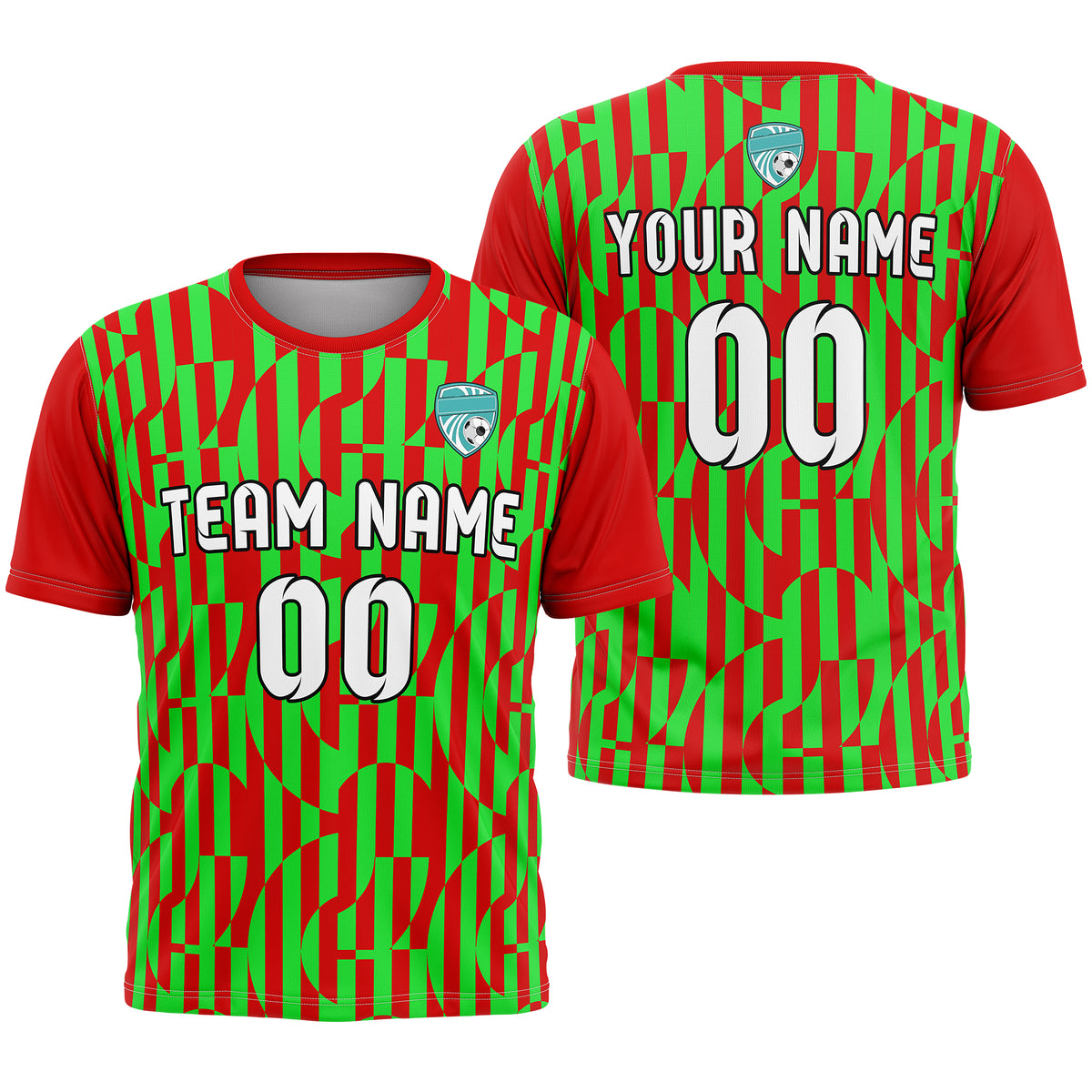 Custom Pulse Grid R-Full Pattern Soccer Red Sport Tops Jersey