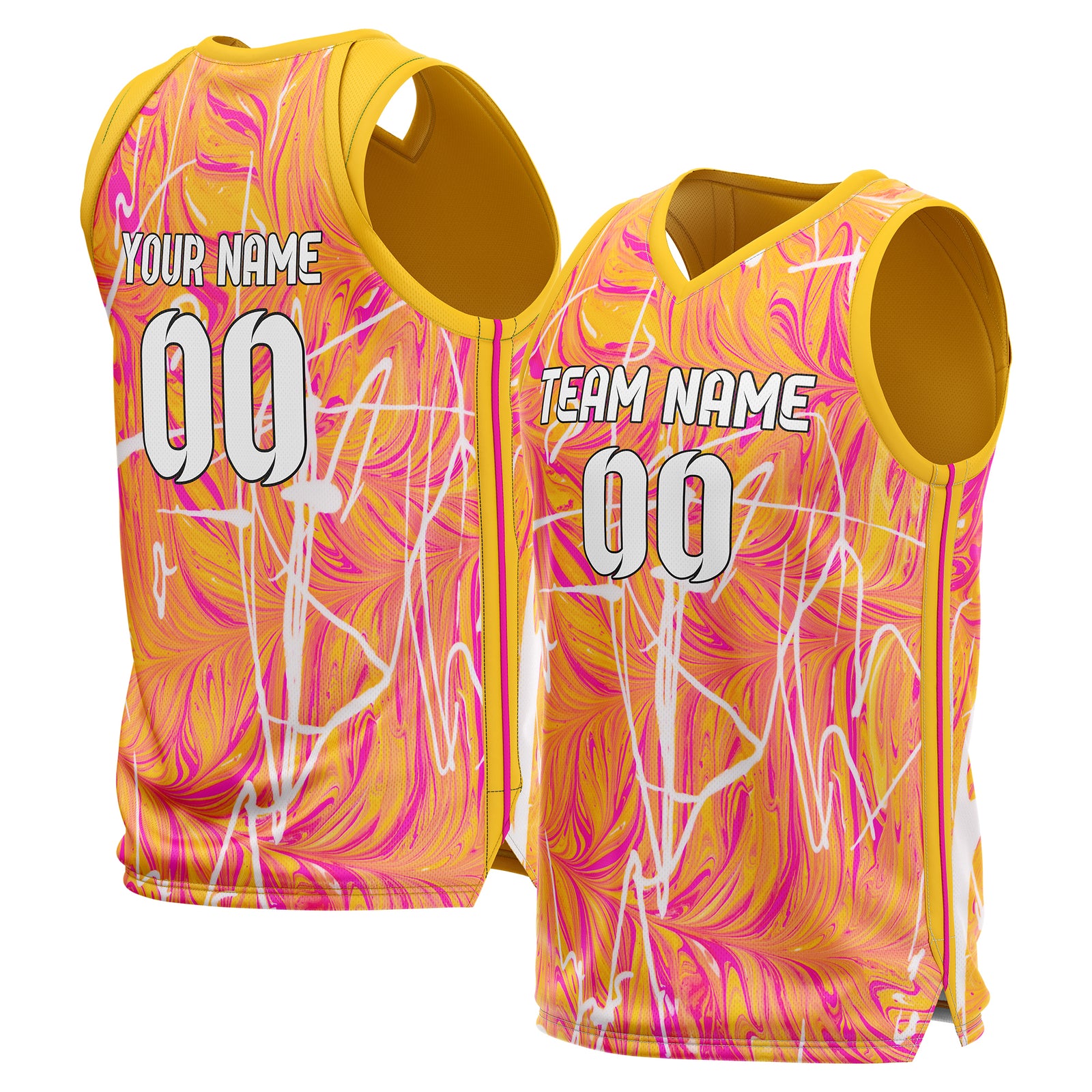 Custom Elite Graffiti Pattern Orange Basketball Top