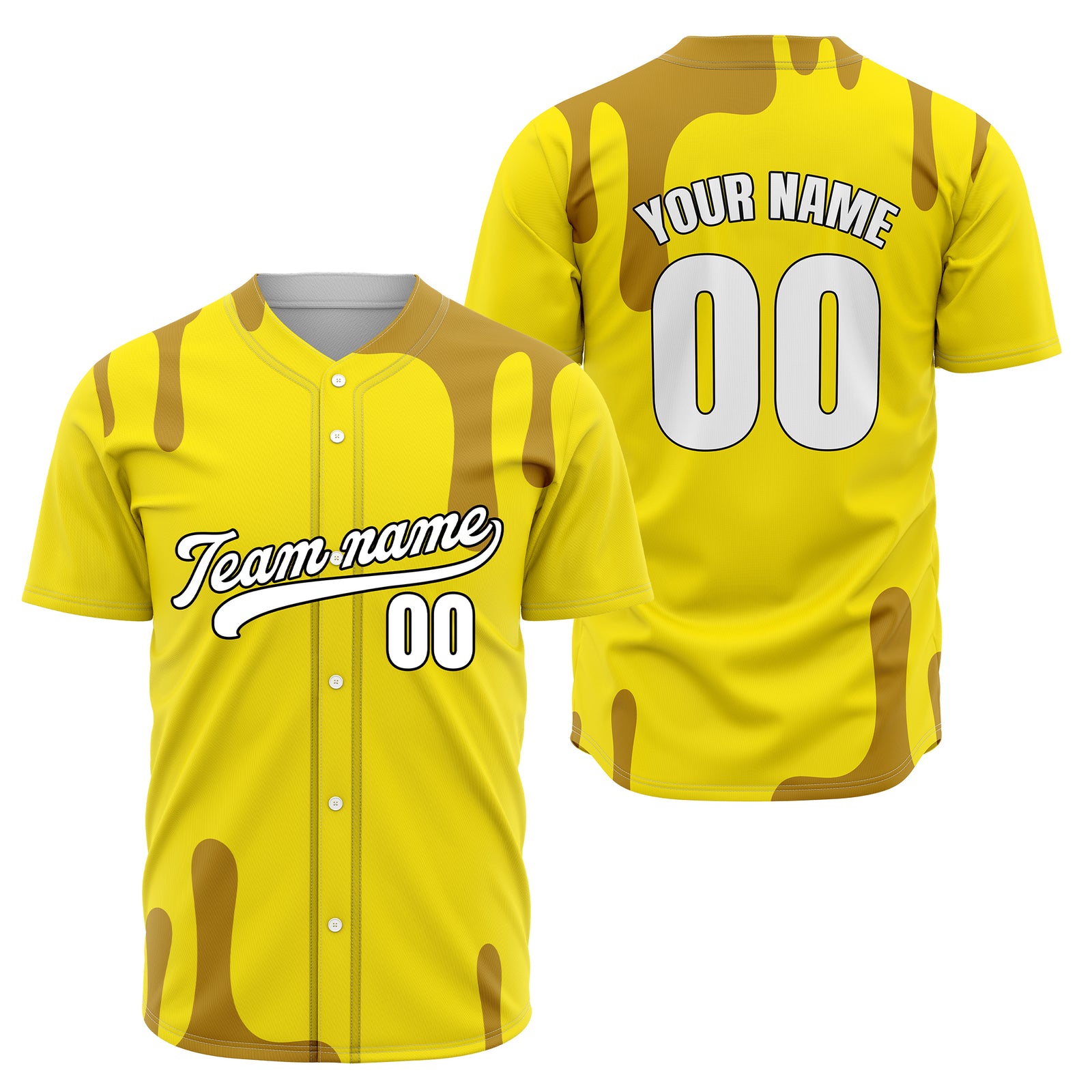 Custom Ink Dripline Yellow Sports Jersey Personalized Uniform with Name & Number
