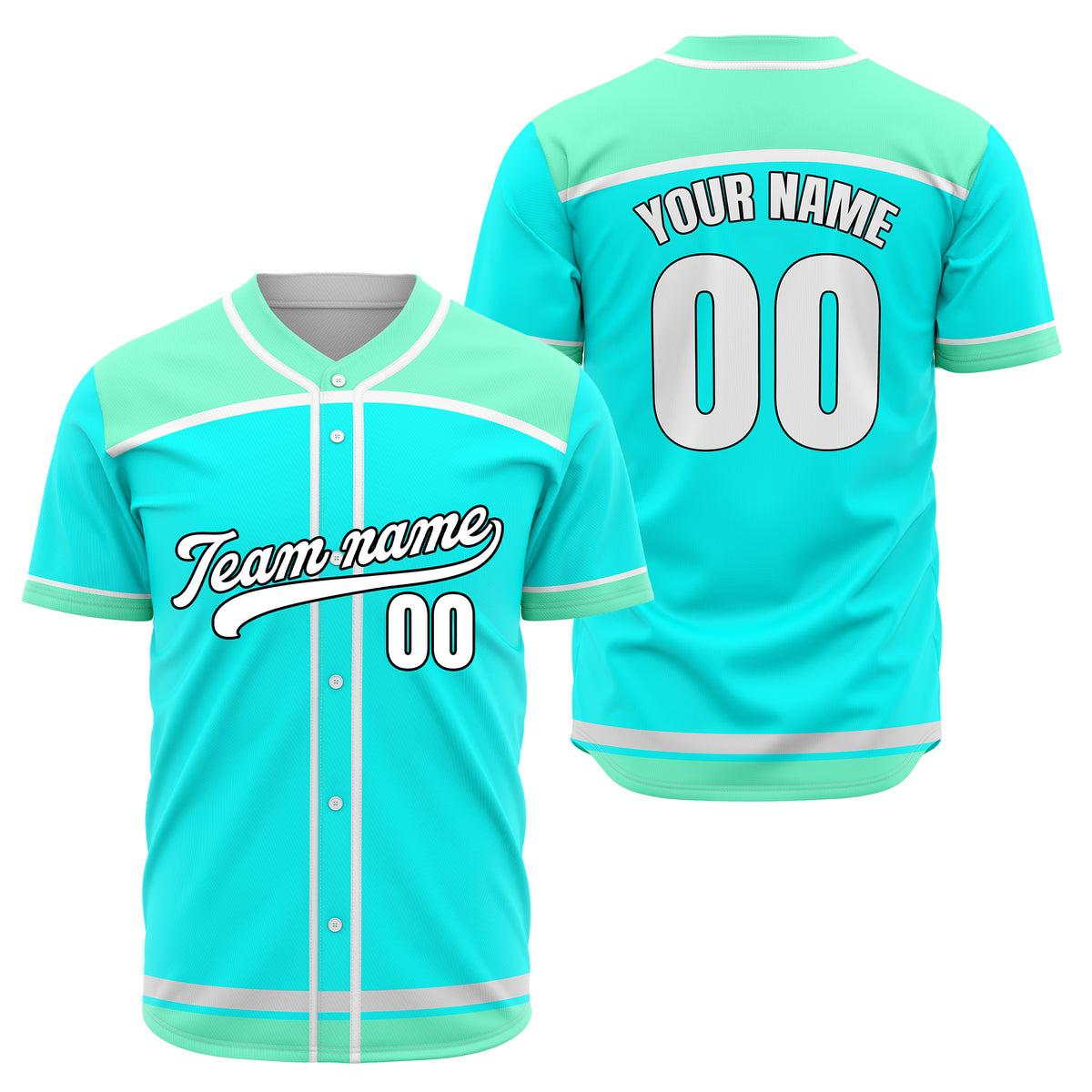 Custom Marquee Classic Baseball Aqua Sports Jersey Personalized Uniform with Name &amp; Number
