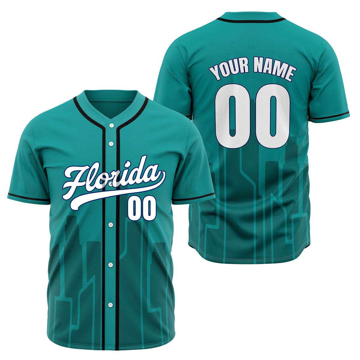 Custom City Flux Teal Baseball Sports Jersey Personalized Uniform with Name &amp; Number