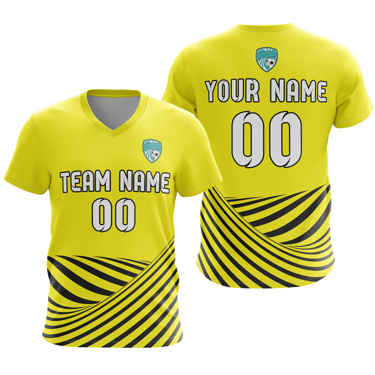 Custom Soccer WaveLine Stripe V-Neck D4 Sport Tops Jersey