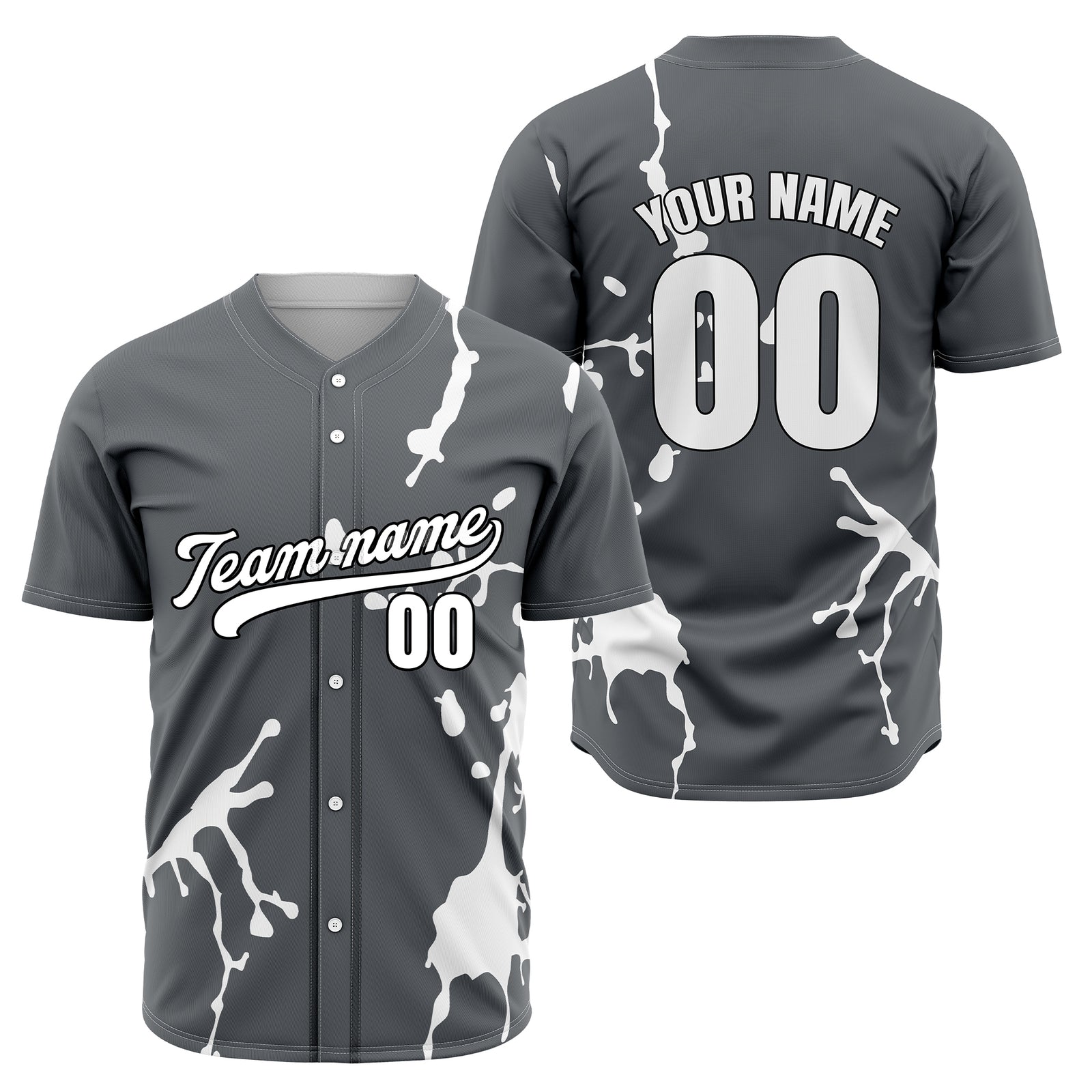 Custom Ink Paint Pop Grey Baseball Sports Jersey Personalized Uniform with Name & Number