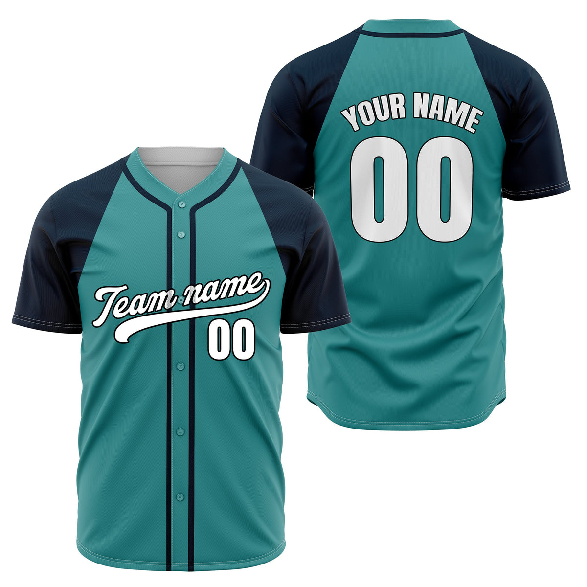 Custom Baseline Baseball Aqua Sports Jersey Personalized Uniform with Name & Number