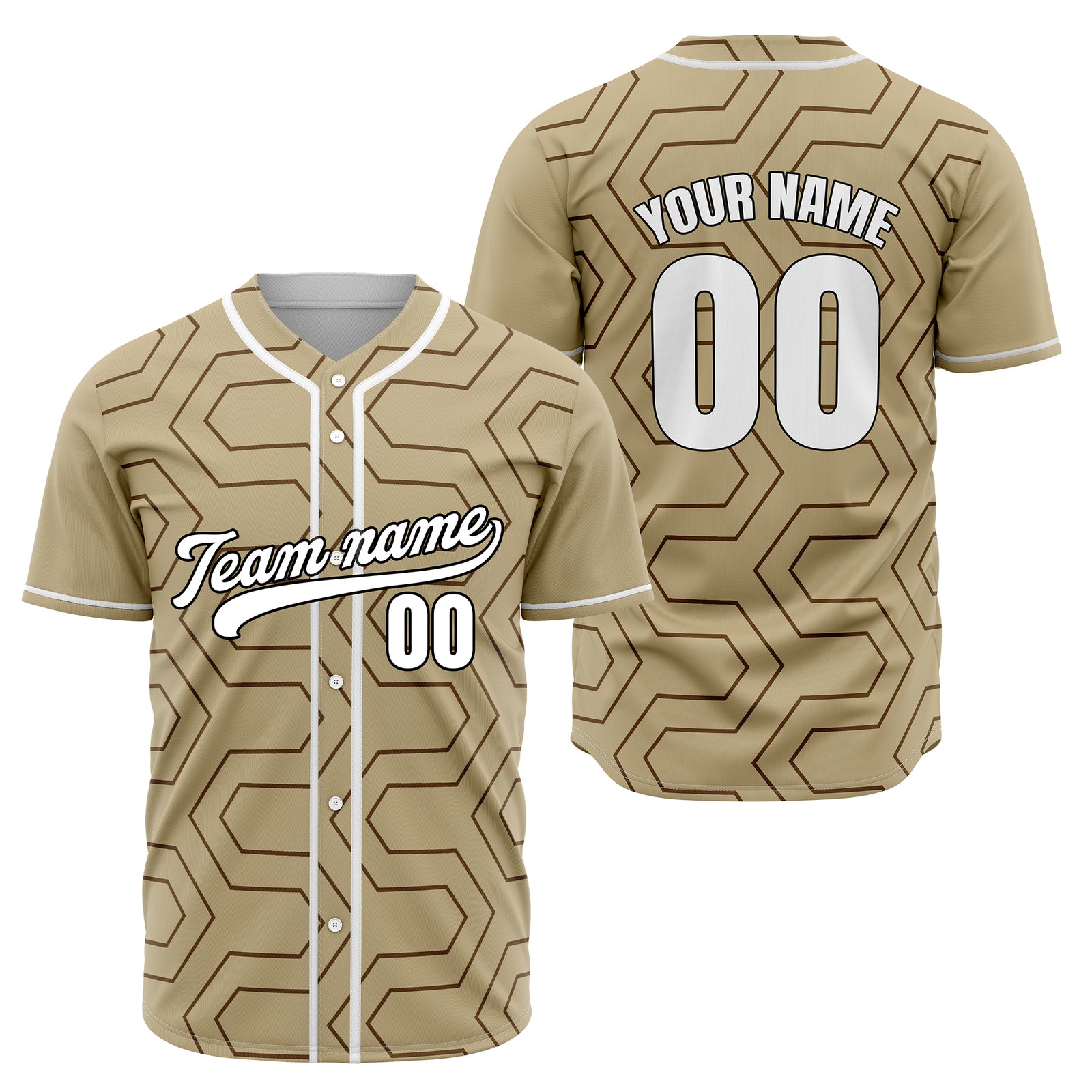 Custom Rhombus Rush Khaki Baseball Sports Jersey Personalized Uniform with Name & Number
