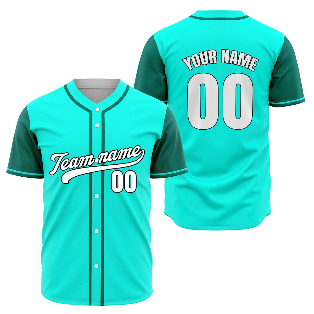 Custom Crimson Aqua Raglan Style Baseball Sports Jersey Personalized Uniform with Name &amp; Number