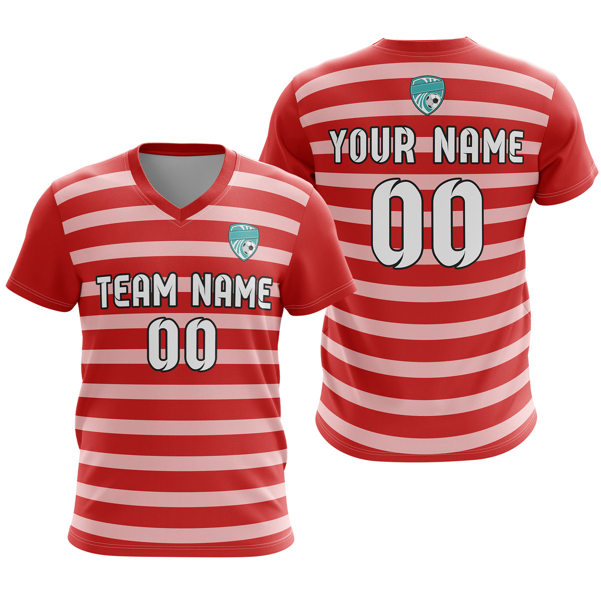 Custom Royal Stripe V-Neck Aqua Soccer sport Tops Jersey