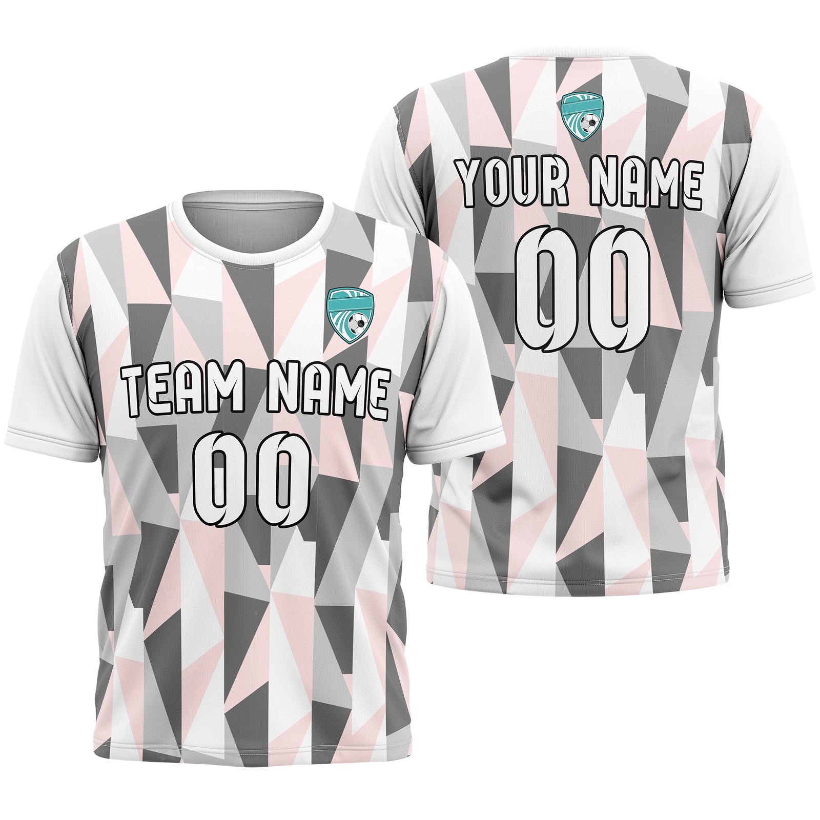 Custom Crystal R-Full Pattern Soccer White Sport Tops Jersey