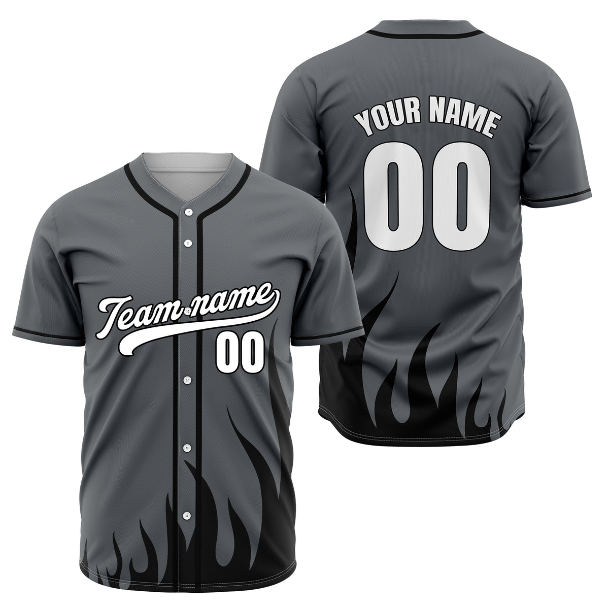 Custom Fire Pulse Grey Baseball Sports Jersey Personalized Uniform with Name & Number