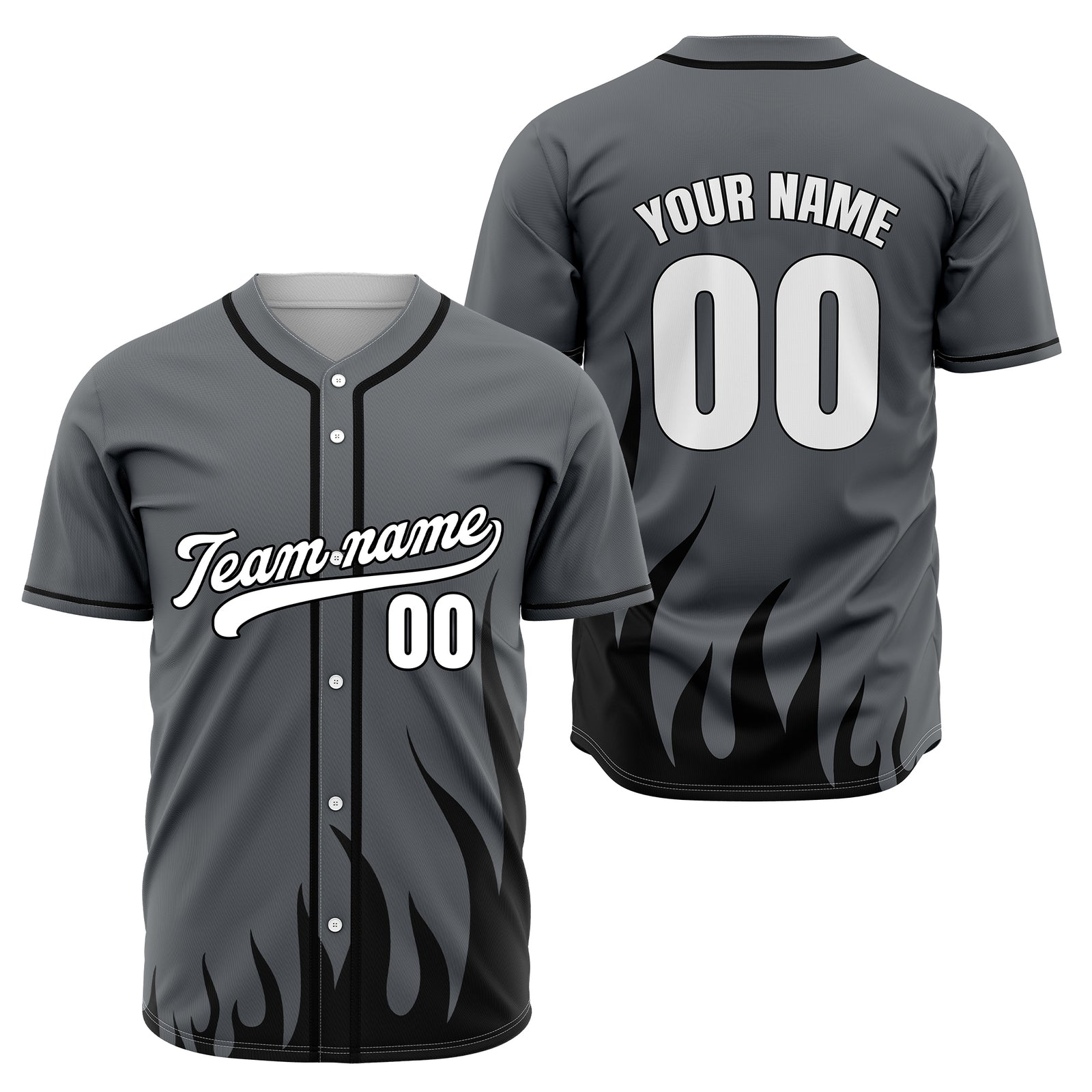 Custom Fire Pulse Grey Baseball Sports Jersey Personalized Uniform with Name & Number