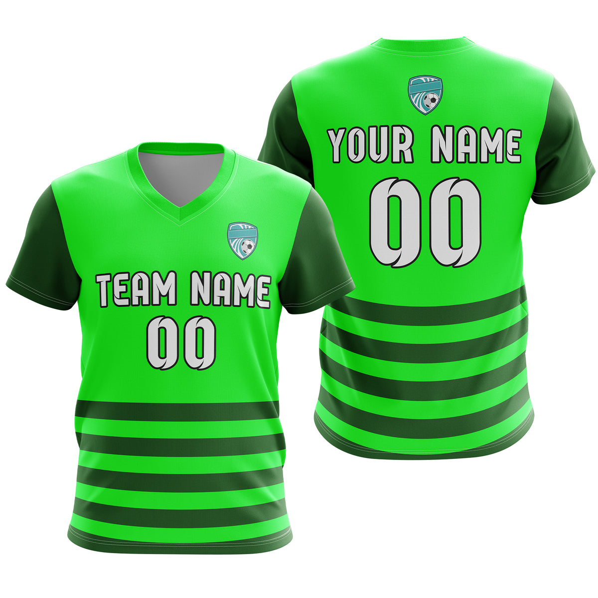 Custom BaseLine V Stripe Pattern Teal Soccer sport Tops Jersey
