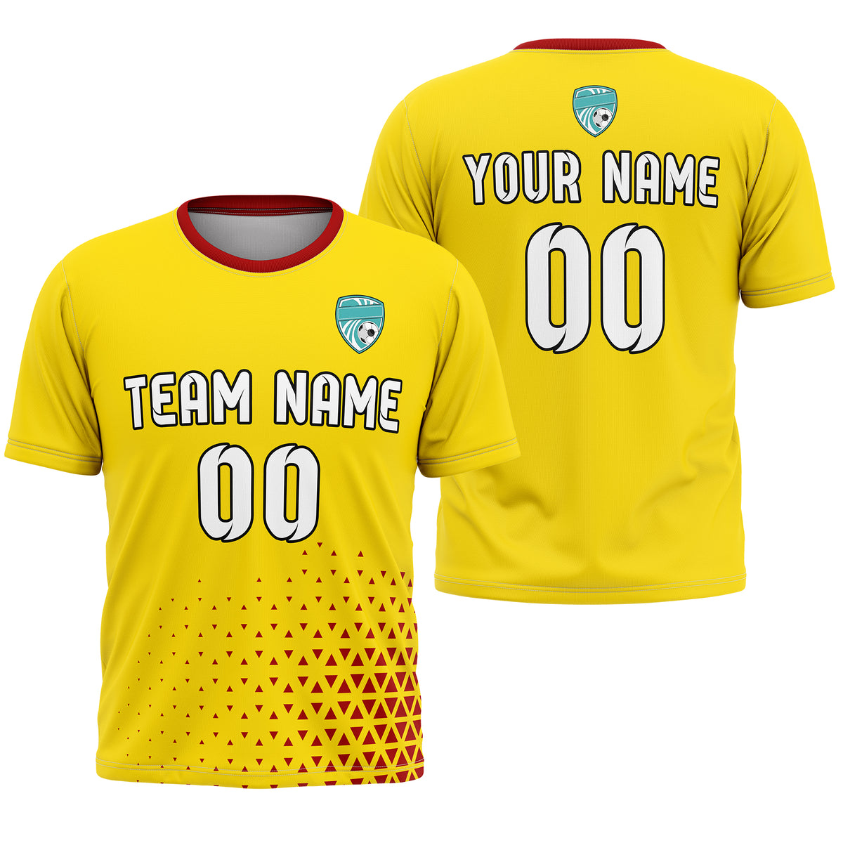 Custom Tri-Edge R Side Pattern Soccer Yellow Sport Tops Jersey