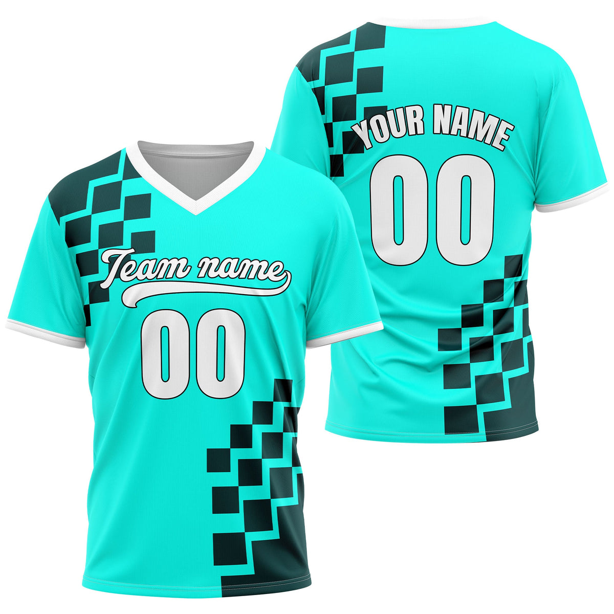 Custom Shadow Pixel Aqua Baseball Sports Jersey Personalized Uniform with Name &amp; Number