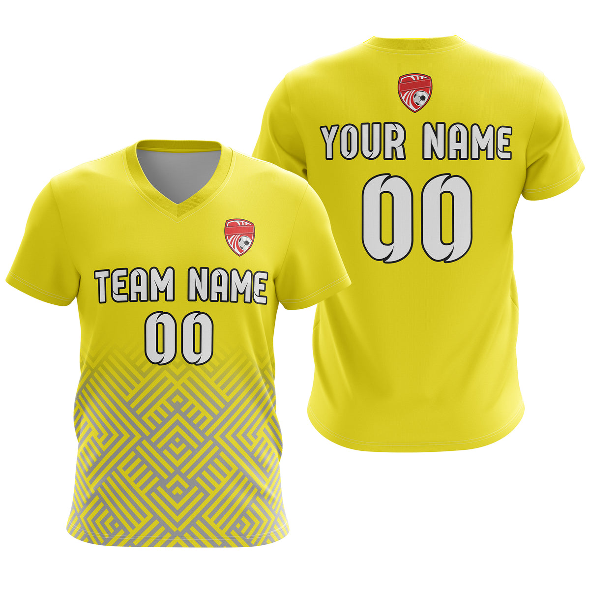Custom Shadow Line V-Side Pattern Yellow Soccer sport Tops Jersey