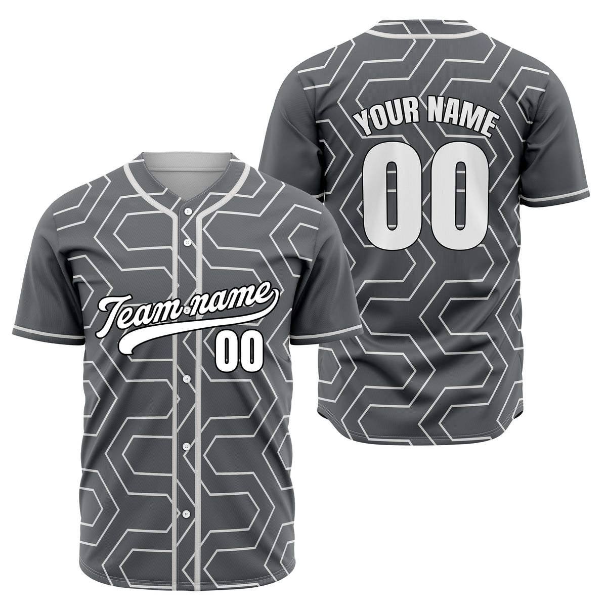 Custom Rhombus Rush Dark Grey Baseball Sports Jersey Personalized Uniform with Name &amp; Number