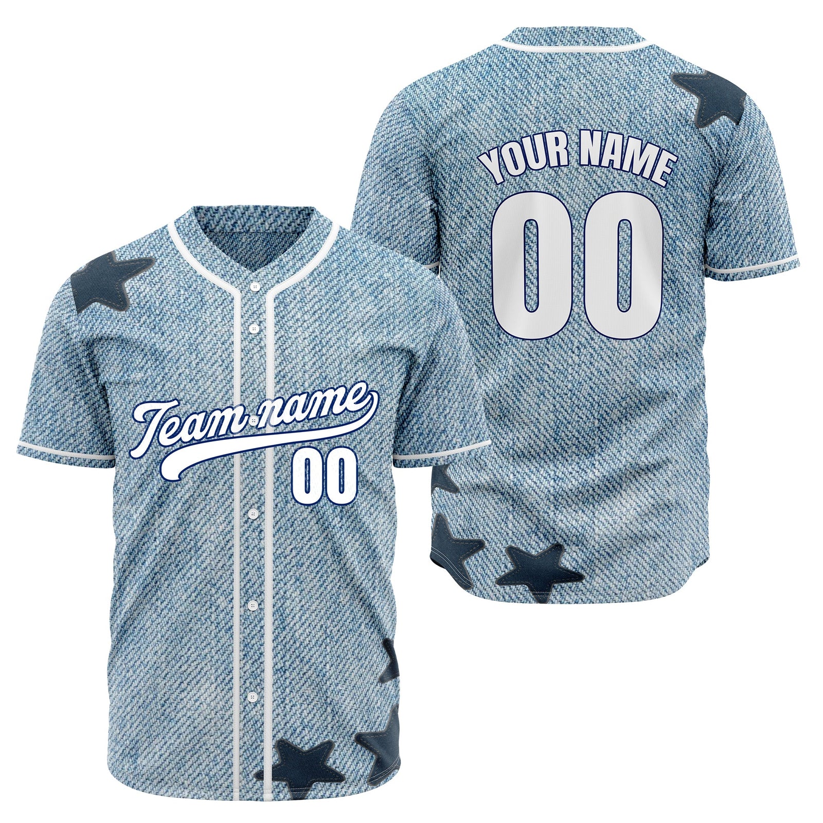 Custom Denim Star Pro Baseball Sports Jersey Personalized Uniform with Name & Number