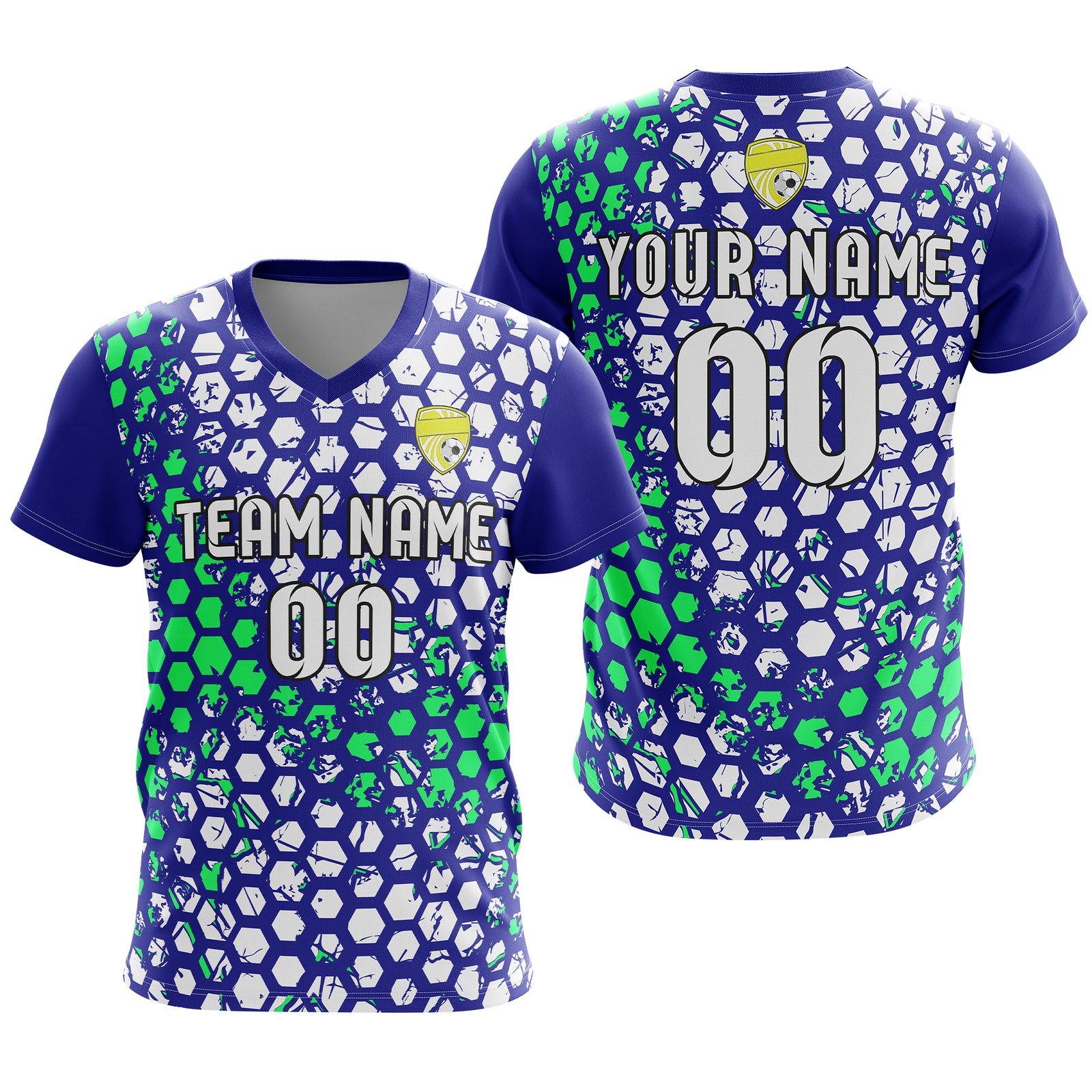 Custom Hex V-Full Pattern Black Soccer sport Tops Jersey