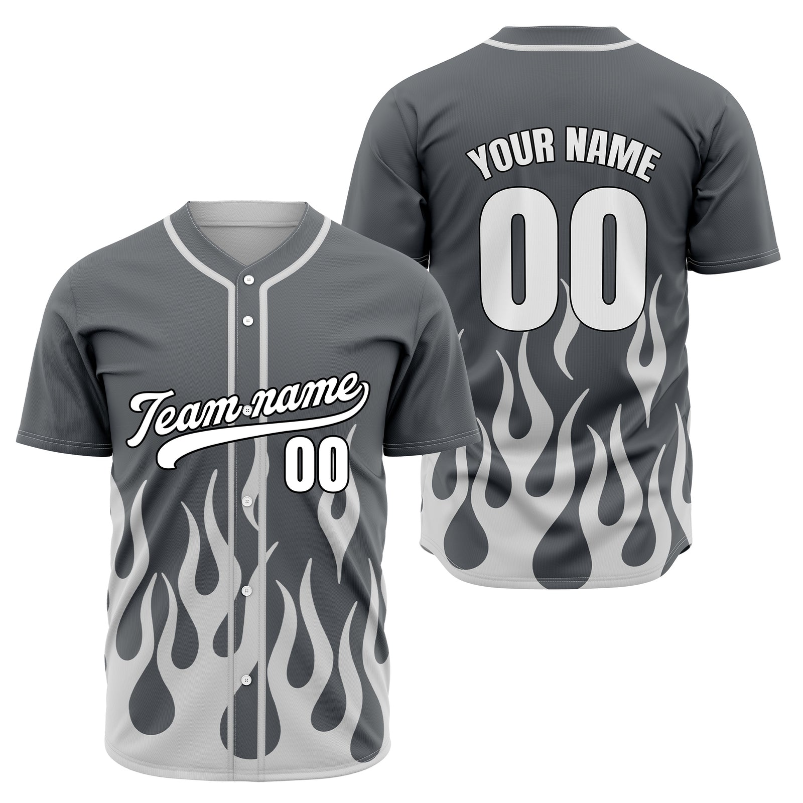 Custom Frost Fire Grey Baseball Sports Jersey Personalized Uniform with Name & Number