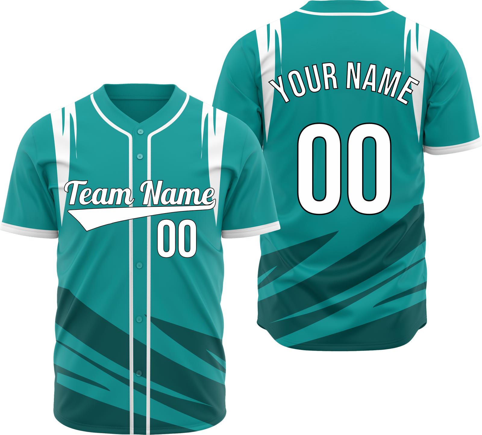 Custom Curve Edge Baseball Teal Sports Jersey Personalized Uniform with Name & Number