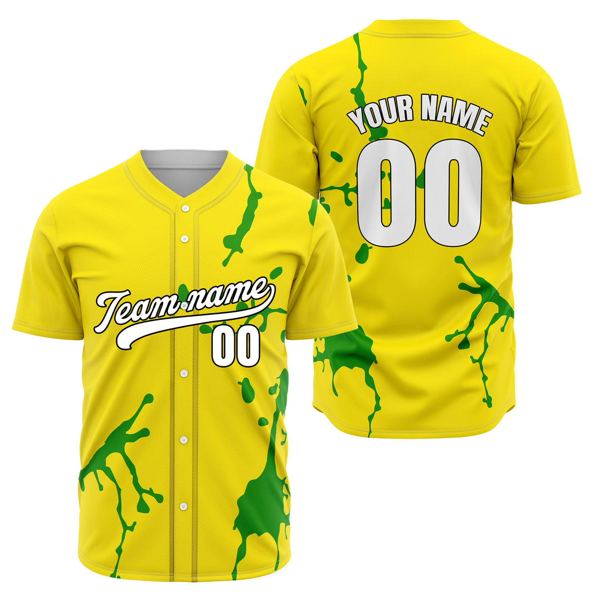 Custom Ink Paint Pop Yellow Sports Jersey Personalized Uniform with Name &amp; Number