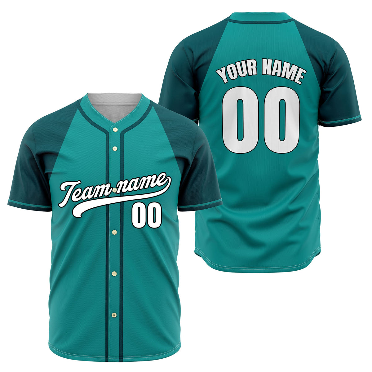 Custom Desert Blaze Aqua Raglan Style Baseball Sports Jersey Personalized Uniform with Name & Number