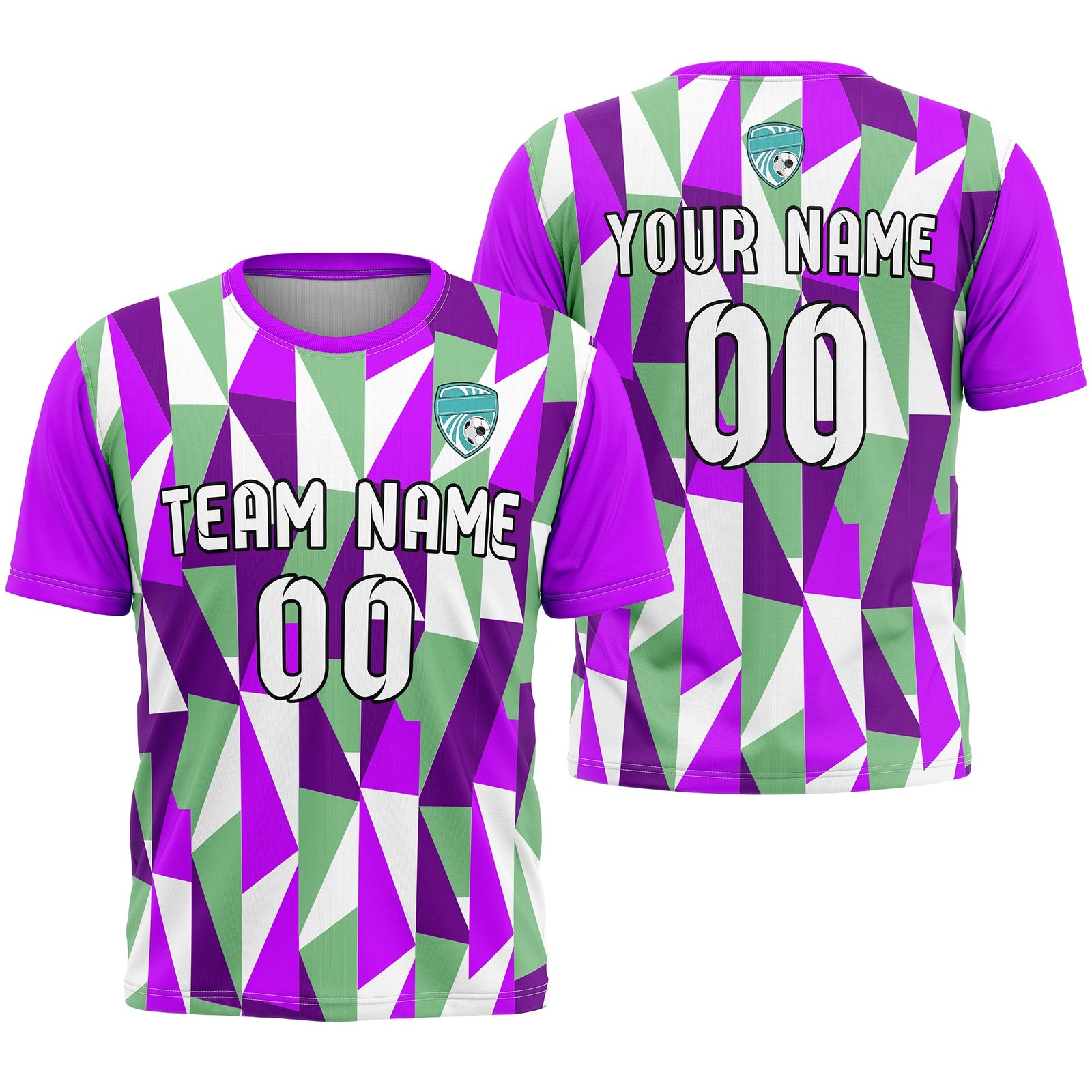 Custom Crystal R-Full Pattern Soccer Aqua Sport Tops Jersey