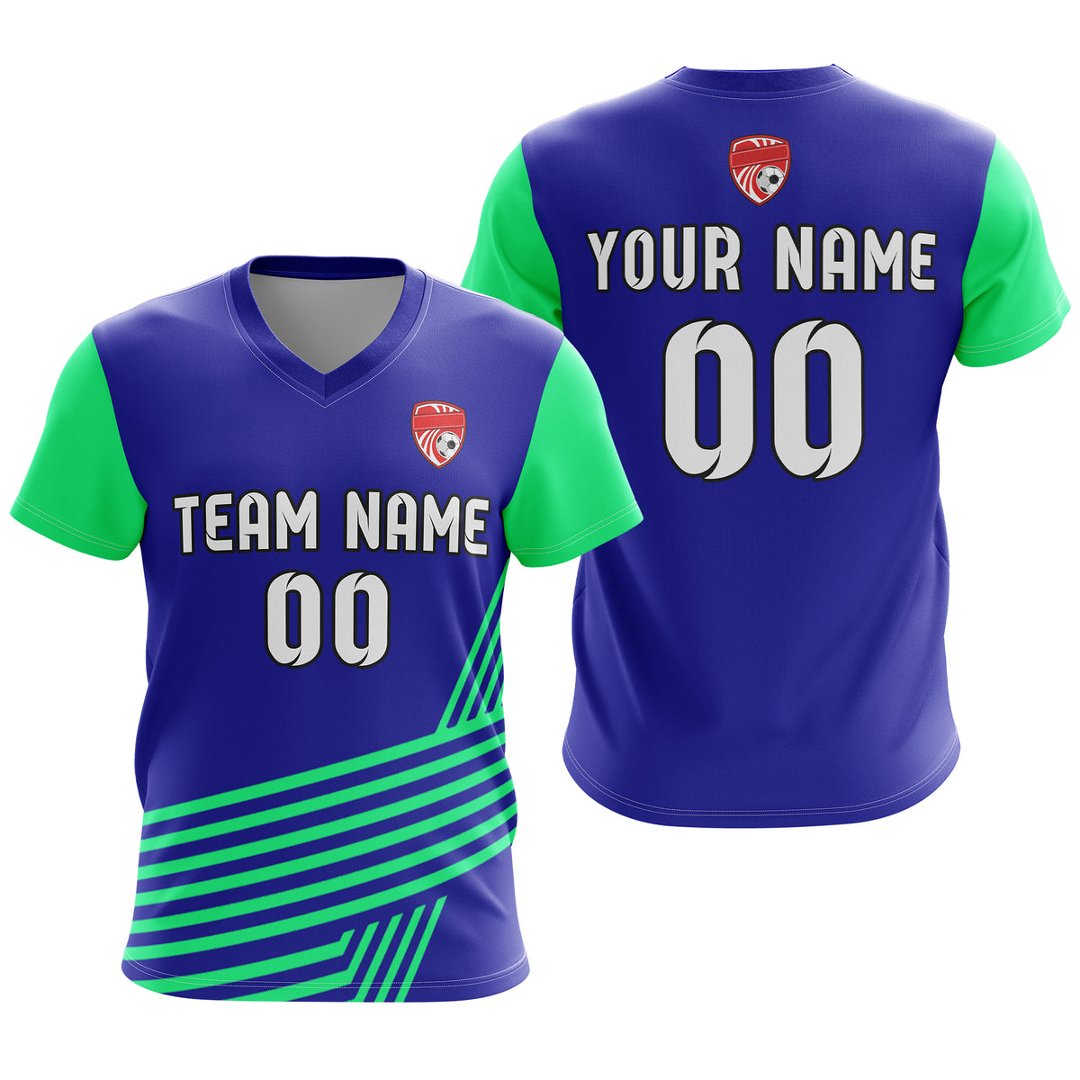 Custom Rapid Line V-Side Pattern Aqua Soccer sport Tops Jersey