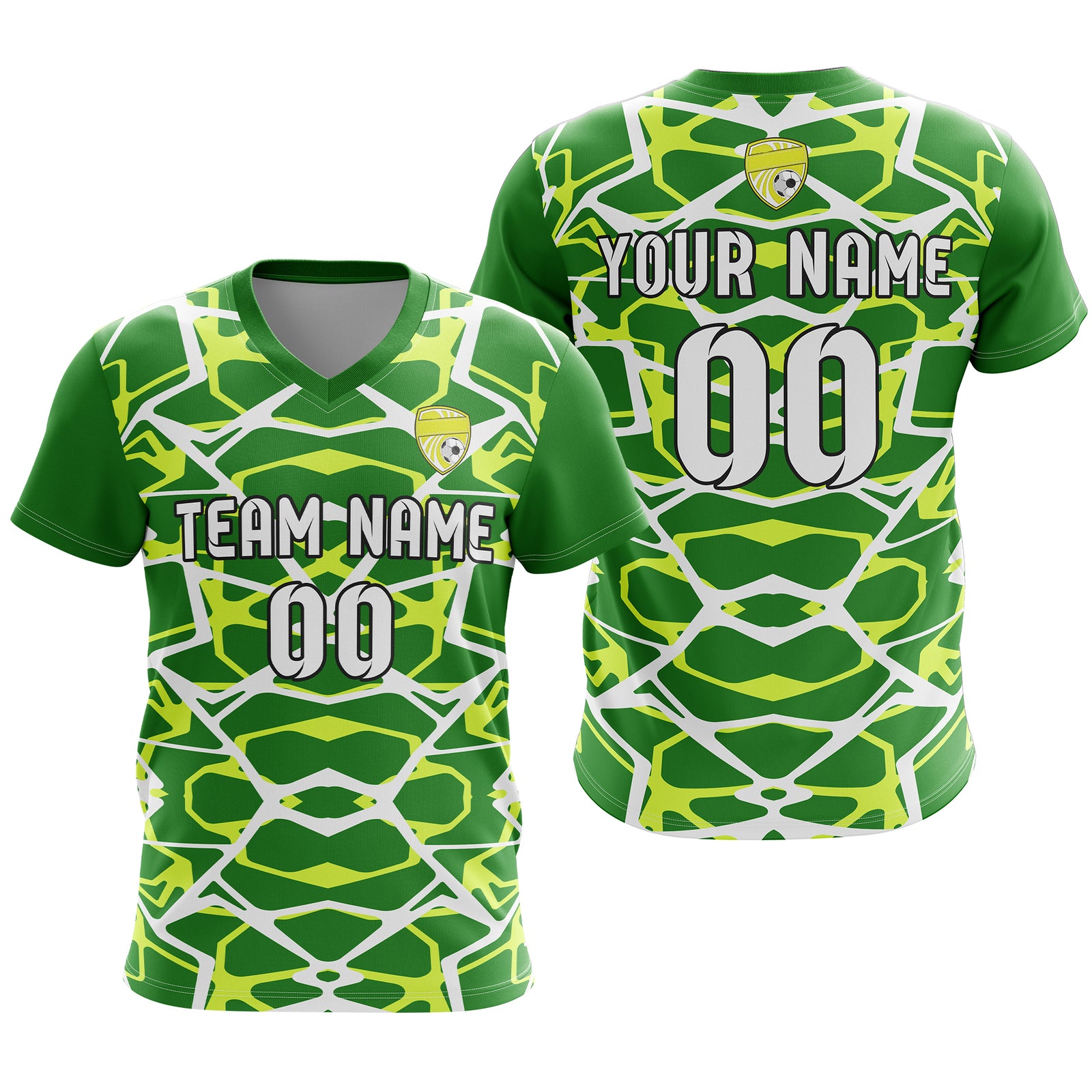 Custom Wild Pulse V-Full Pattern Green  Soccer sport Tops Jersey