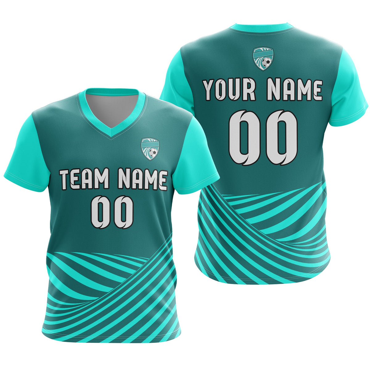 Custom Soccer WaveLine Stripe V-Neck D4 Sport Tops Jersey