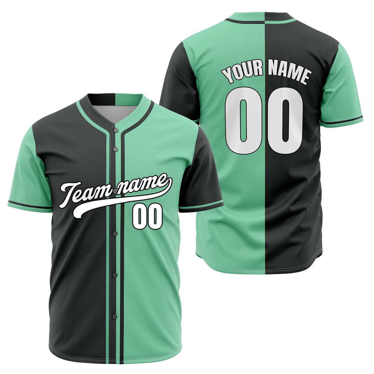 Custom Split Baseball Aqua Sports Jersey Personalized Uniform with Name & Number