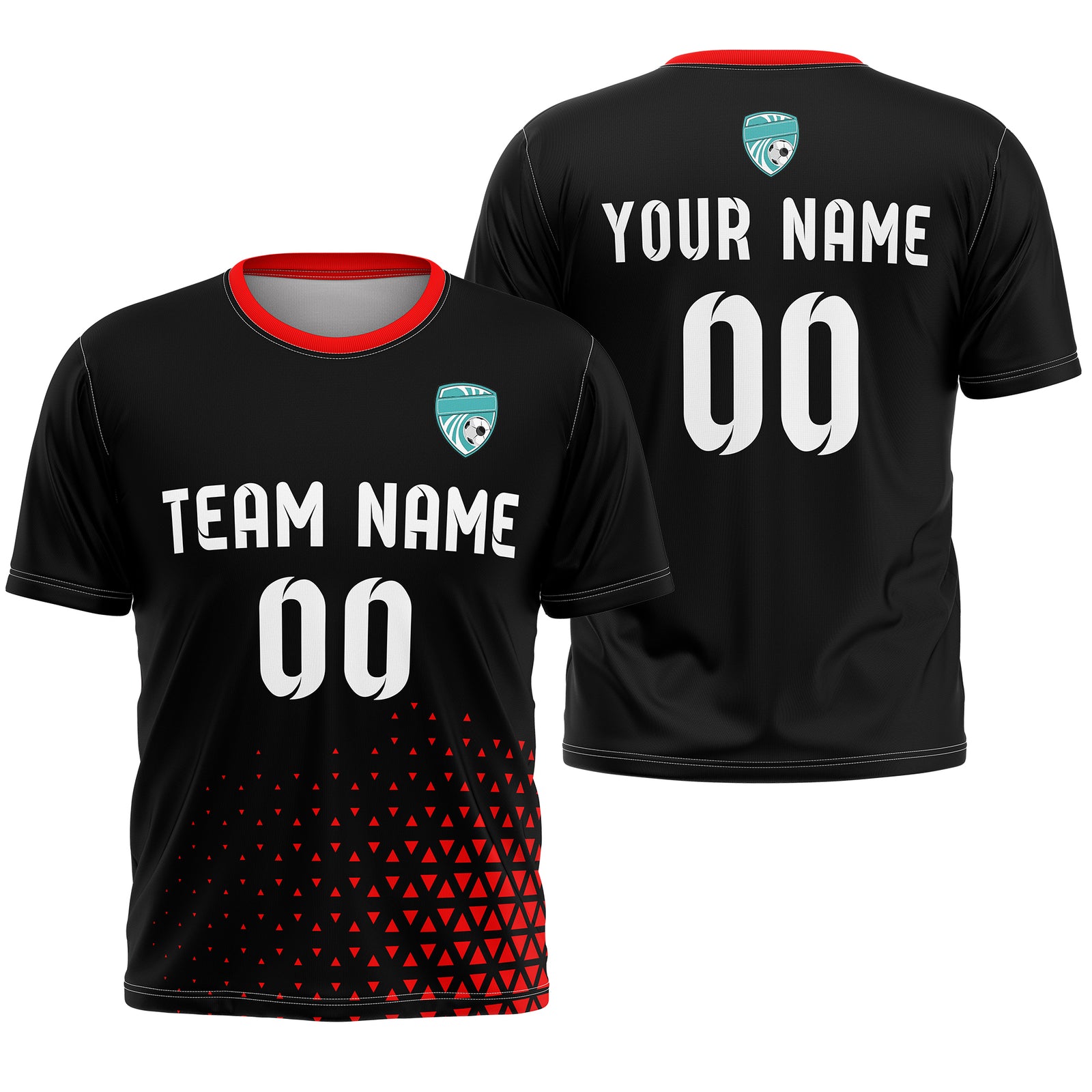 Custom Tri-Edge R Side Pattern Soccer Black Sport Tops Jersey