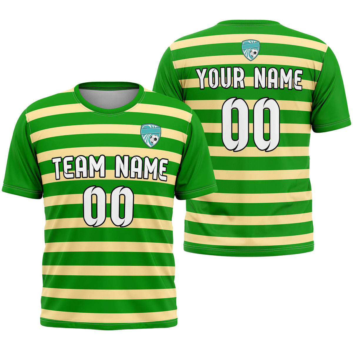 Custom Royal Stripe Green Soccer sport Tops Jersey