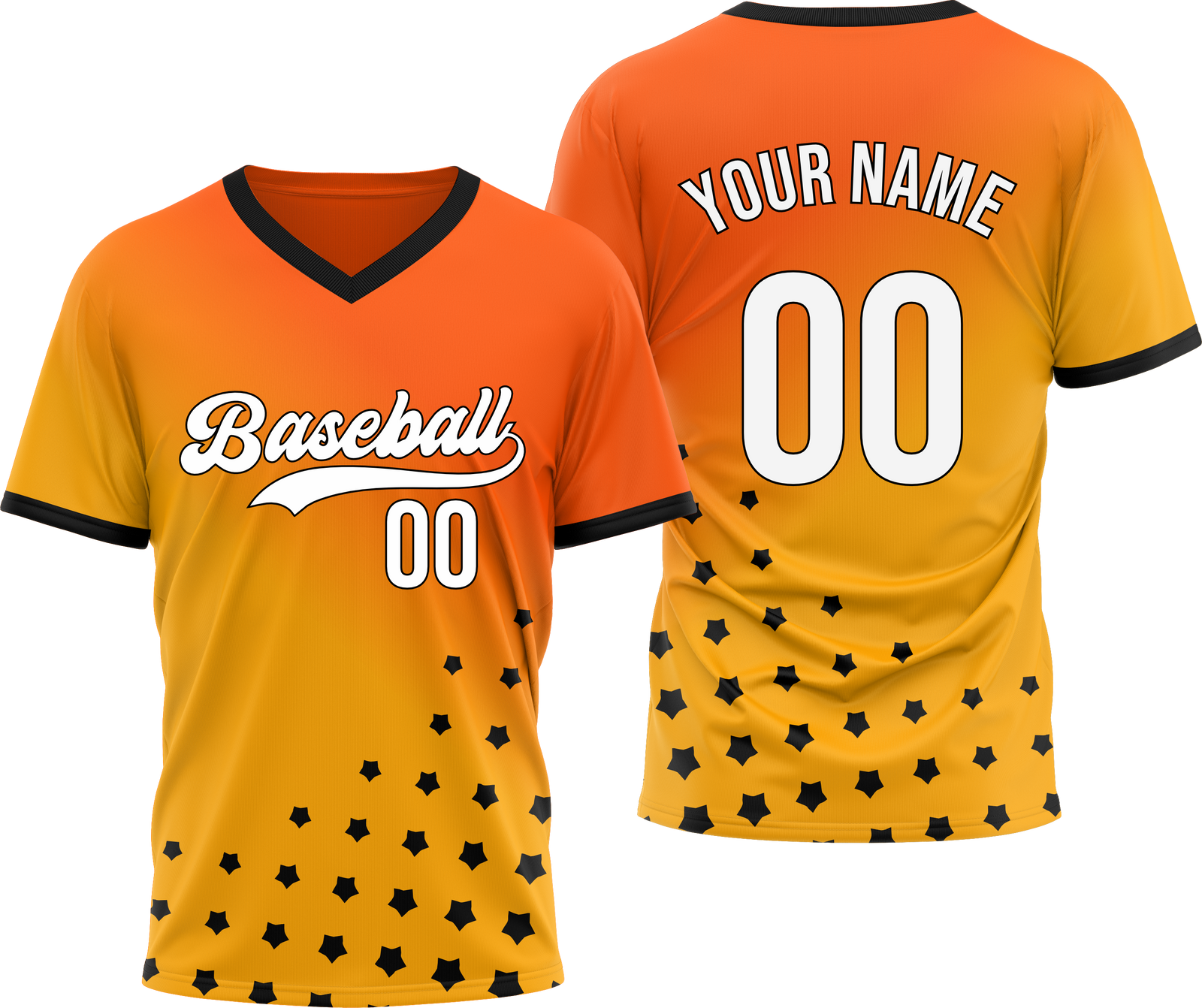Custom Twilight Stars Baseball Orange Sports Jersey Personalized Uniform with Name & Number
