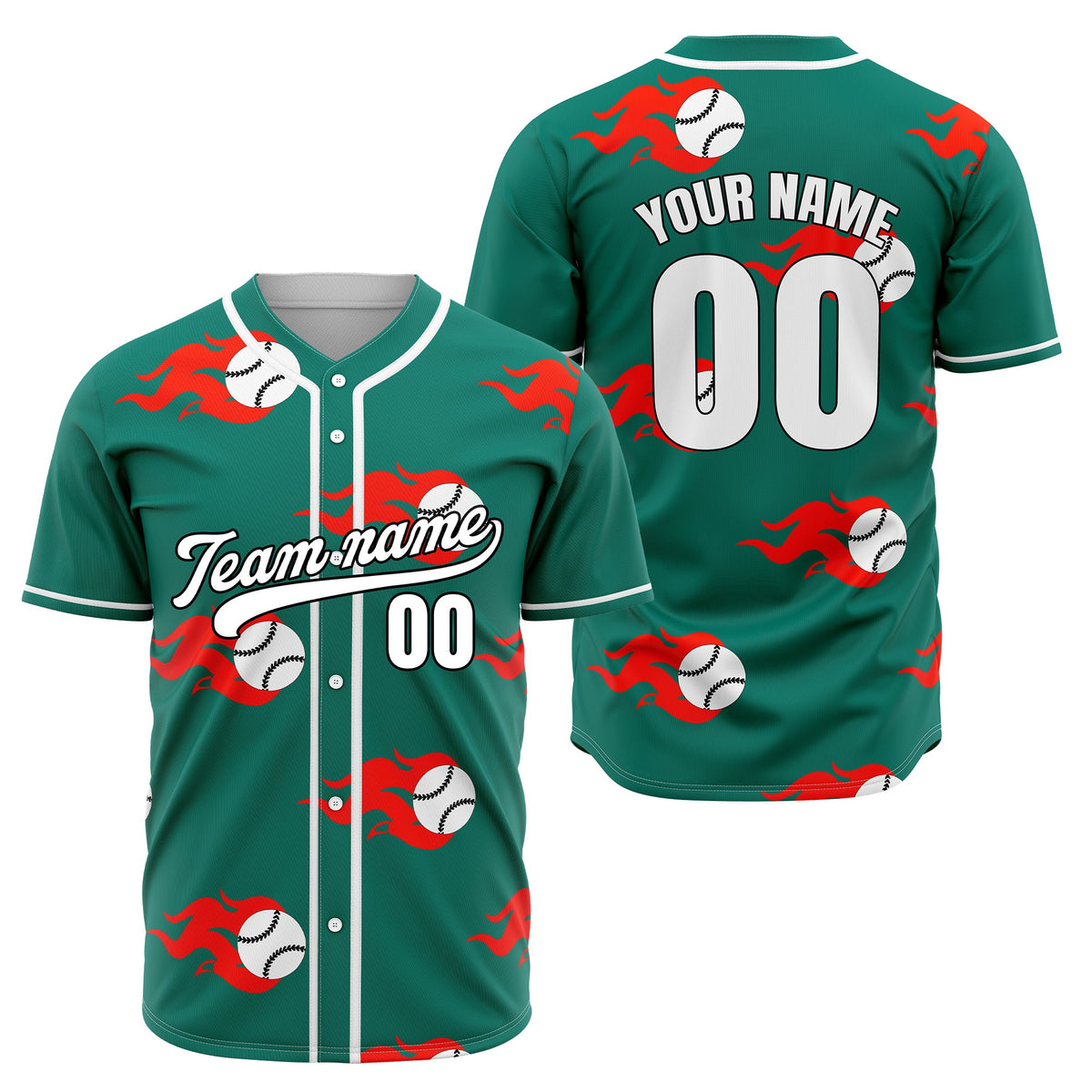 Custom Fireballers Aqua Baseball Sports Jersey Personalized Uniform with Name &amp; Number