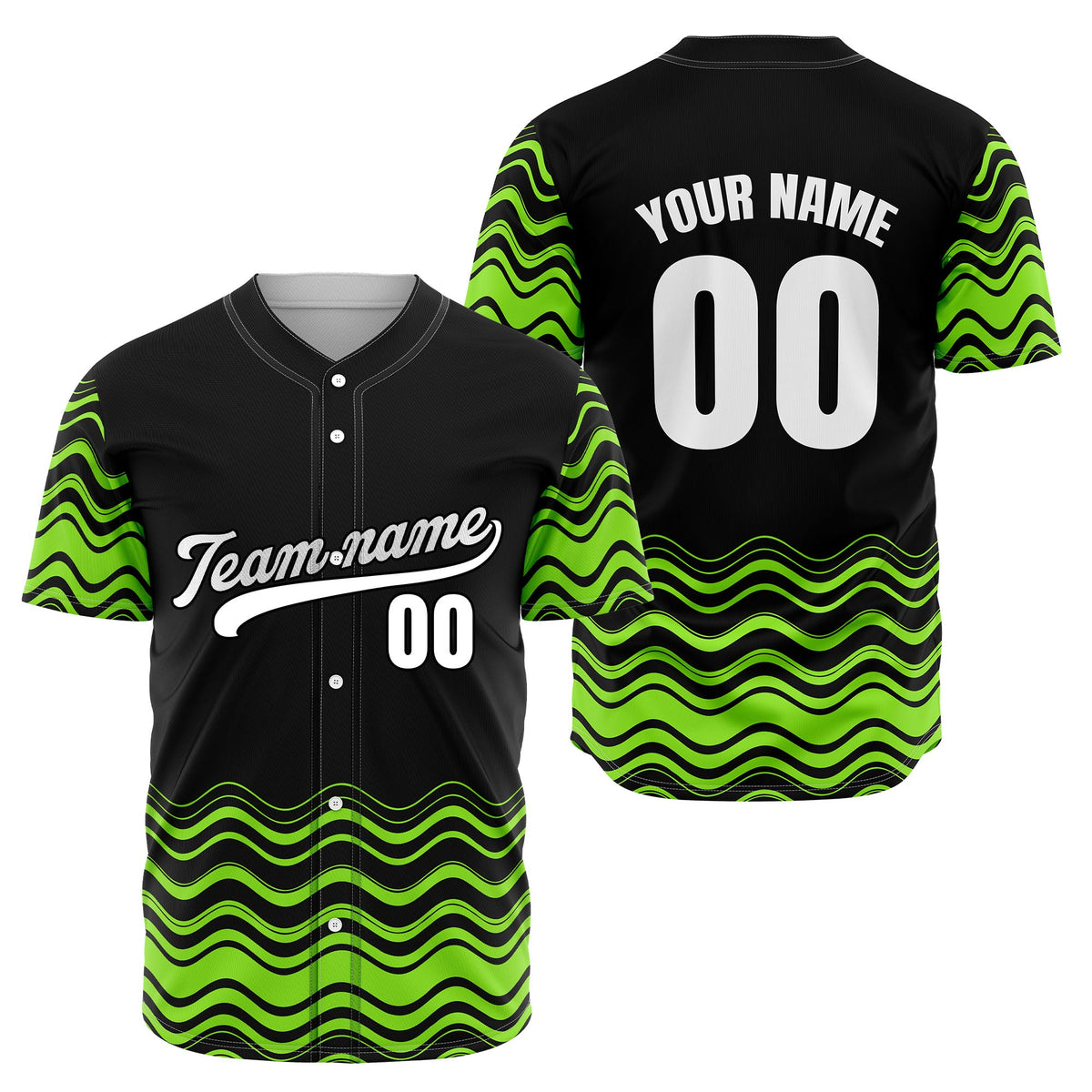 Custom Teal Baseball Wave Sports Jersey Personalized Uniform with Name & Number