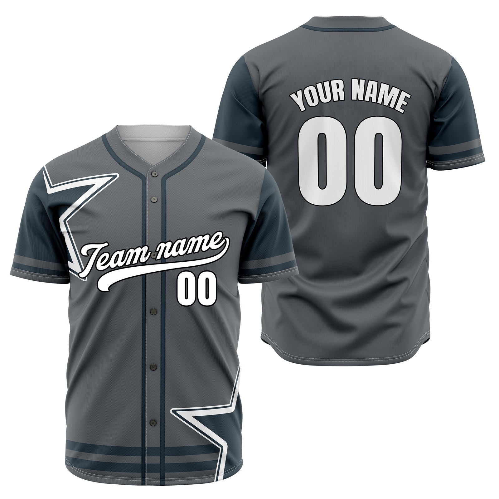 Custom Star Classic Baseball Dark Grey Sports Jersey Personalized Uniform with Name & Number