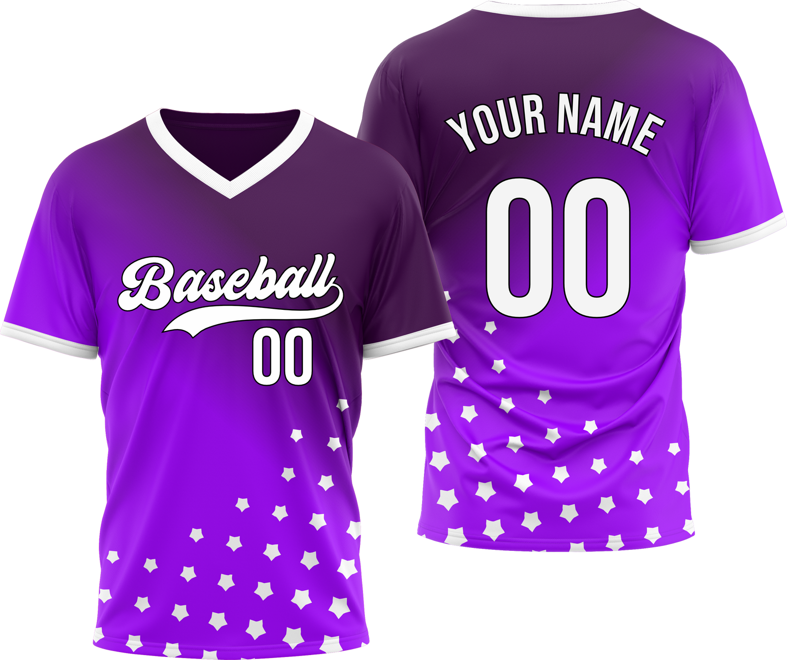 Custom Twilight Stars Baseball Purple Sports Jersey Personalized Uniform with Name & Number