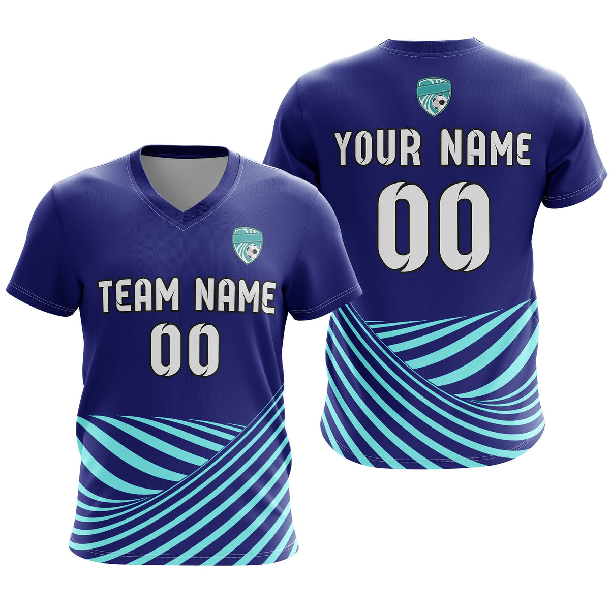 Custom Soccer WaveLine Stripe V-Neck D4 Sport Tops Jersey