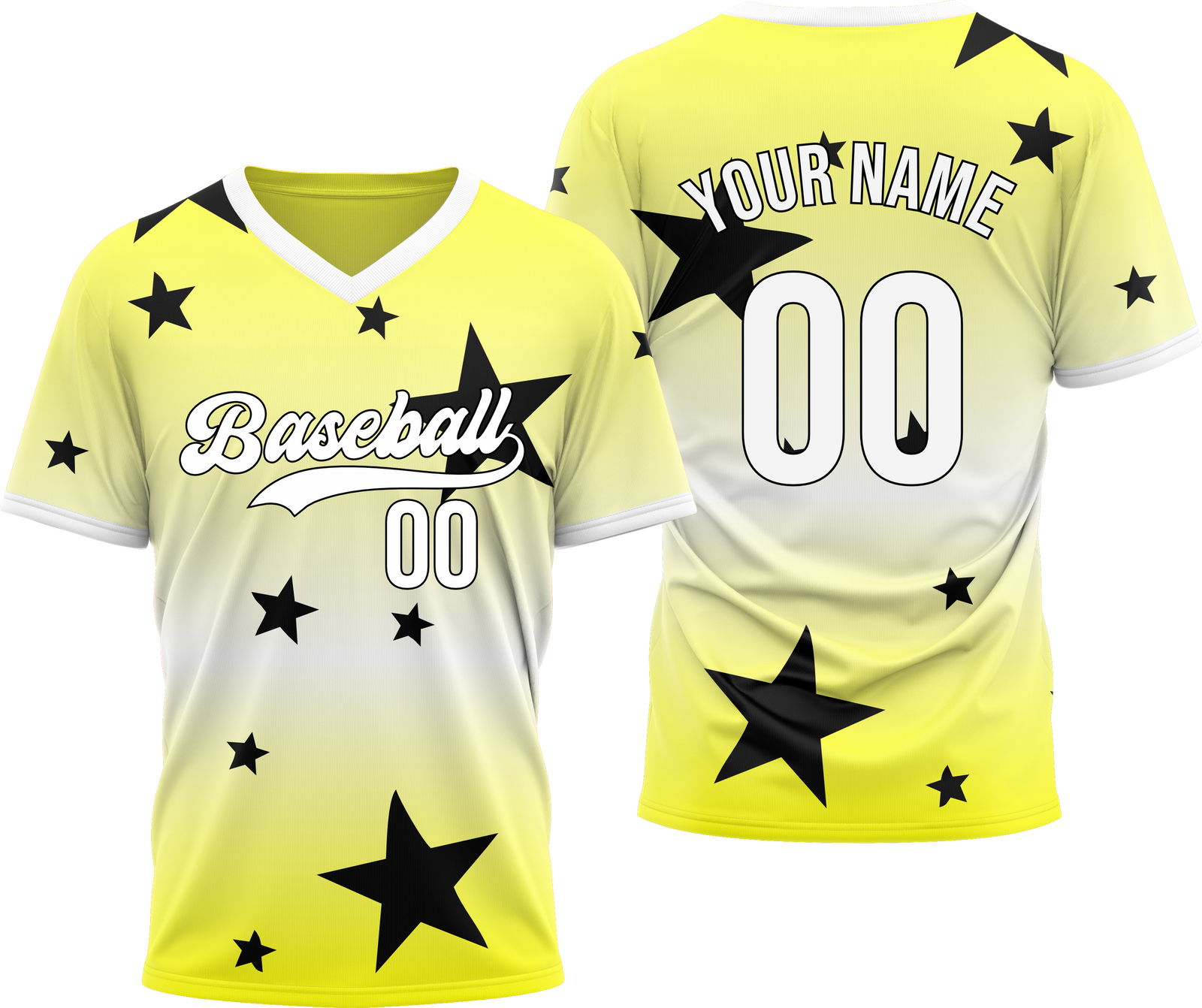Custom Starfall Gradient Baseball Yellow Sports Jersey Personalized Uniform with Name & Number