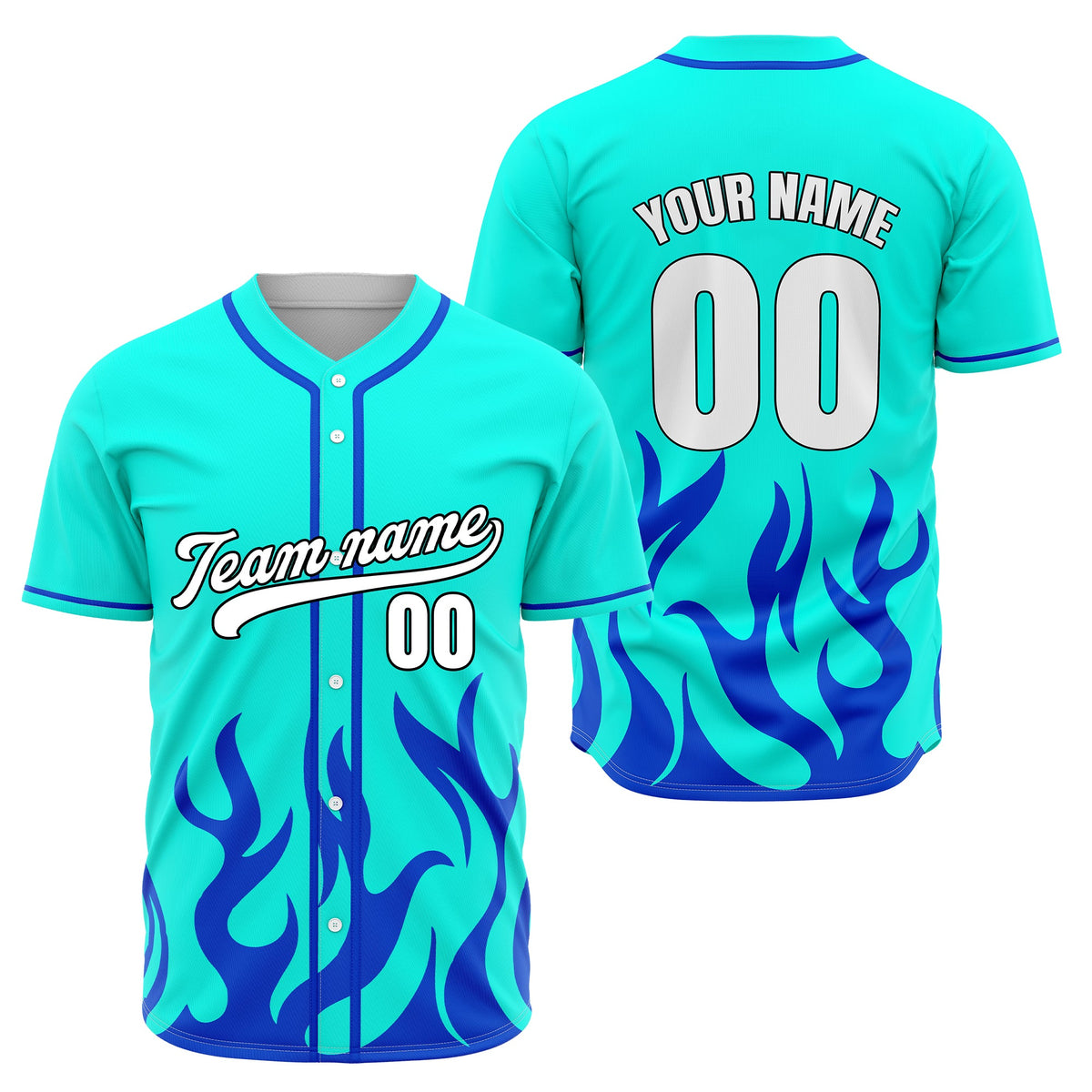 Custom Burnout Aqua Baseball Sports Jersey Personalized Uniform with Name &amp; Number