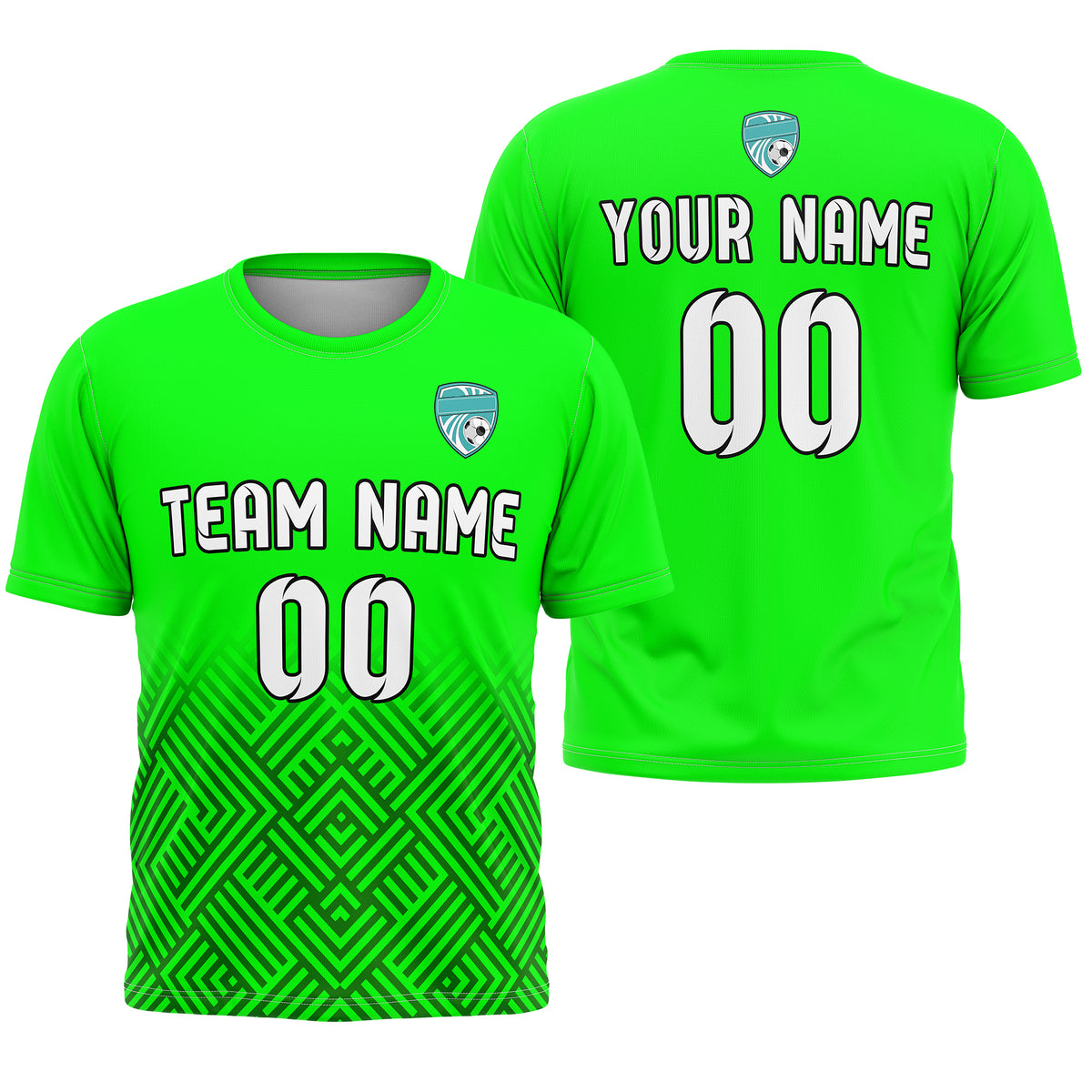 Custom Shadow Line R Side Pattern Soccer Neon Green Sport Tops Jersey